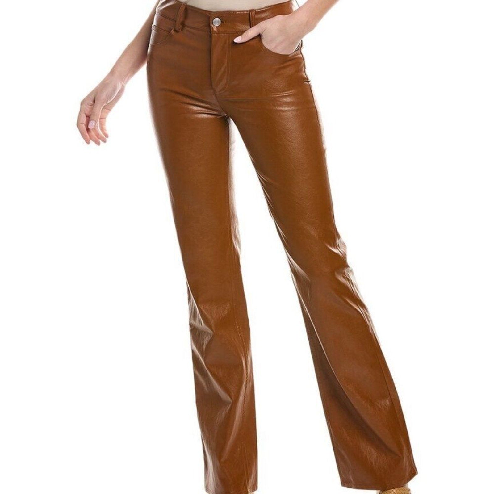 NEW A.L.C. Freddie VEGAN LEATHER Pants in Cognac - size 8