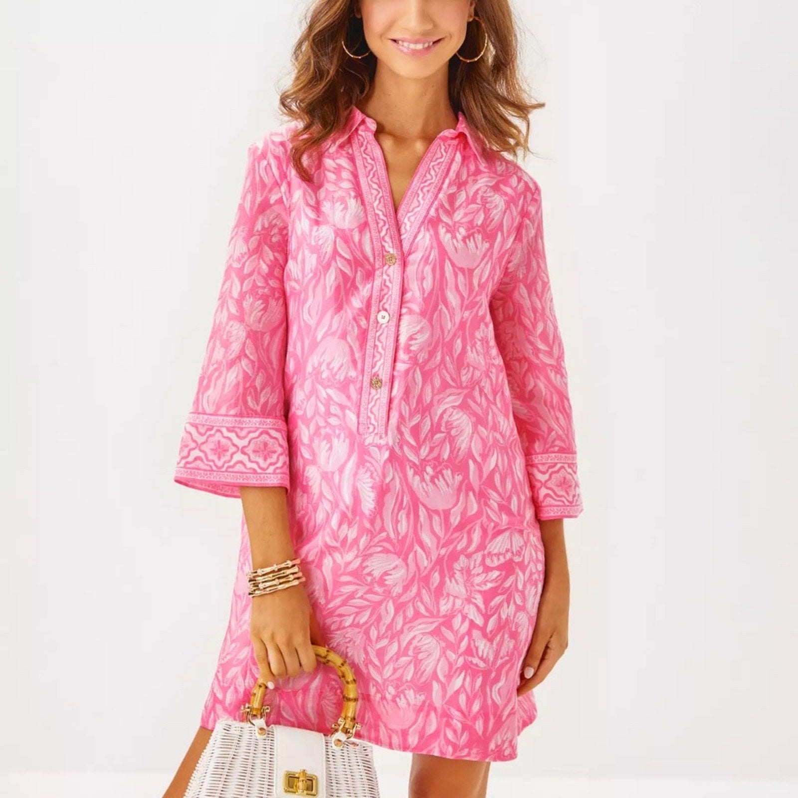 NEW Lilly Pulitzer Daphnie Tunic Dress in Rousseau Pink Tulip to Tango Engineer - size 16
