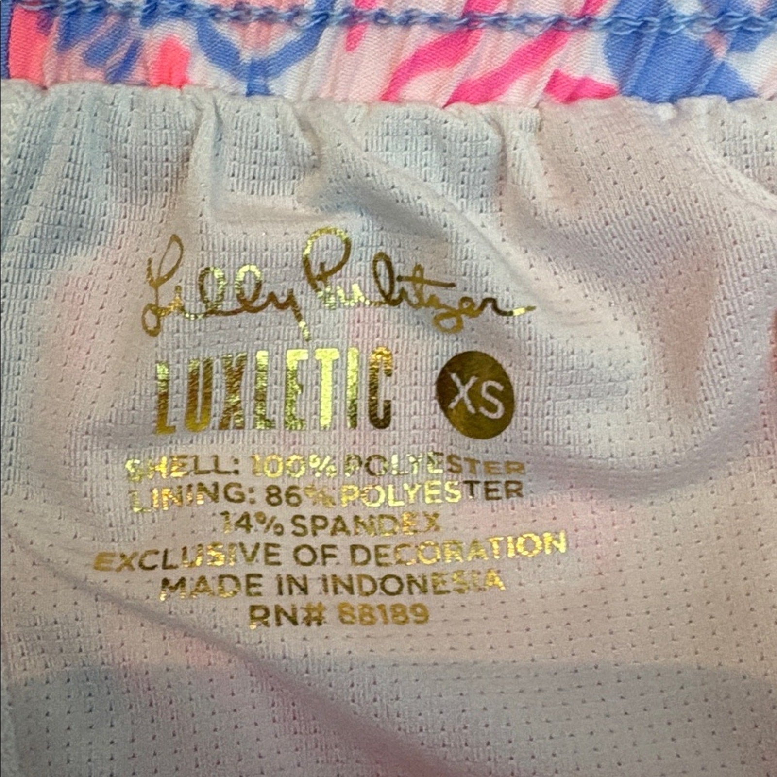 Lilly Pulitzer Luxletic Ocean Trail shorts in Blue Peri Viva La Lilly Pink - XS