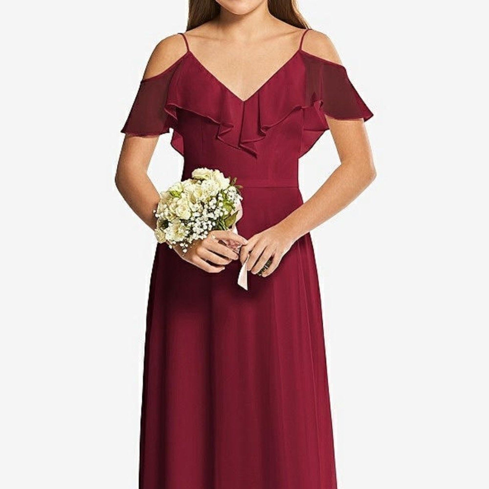 NWT DESSY COLLECTION JUNIOR BRIDESMAID DRESS JR548 IN BURGUNDY - size 16 Juniors