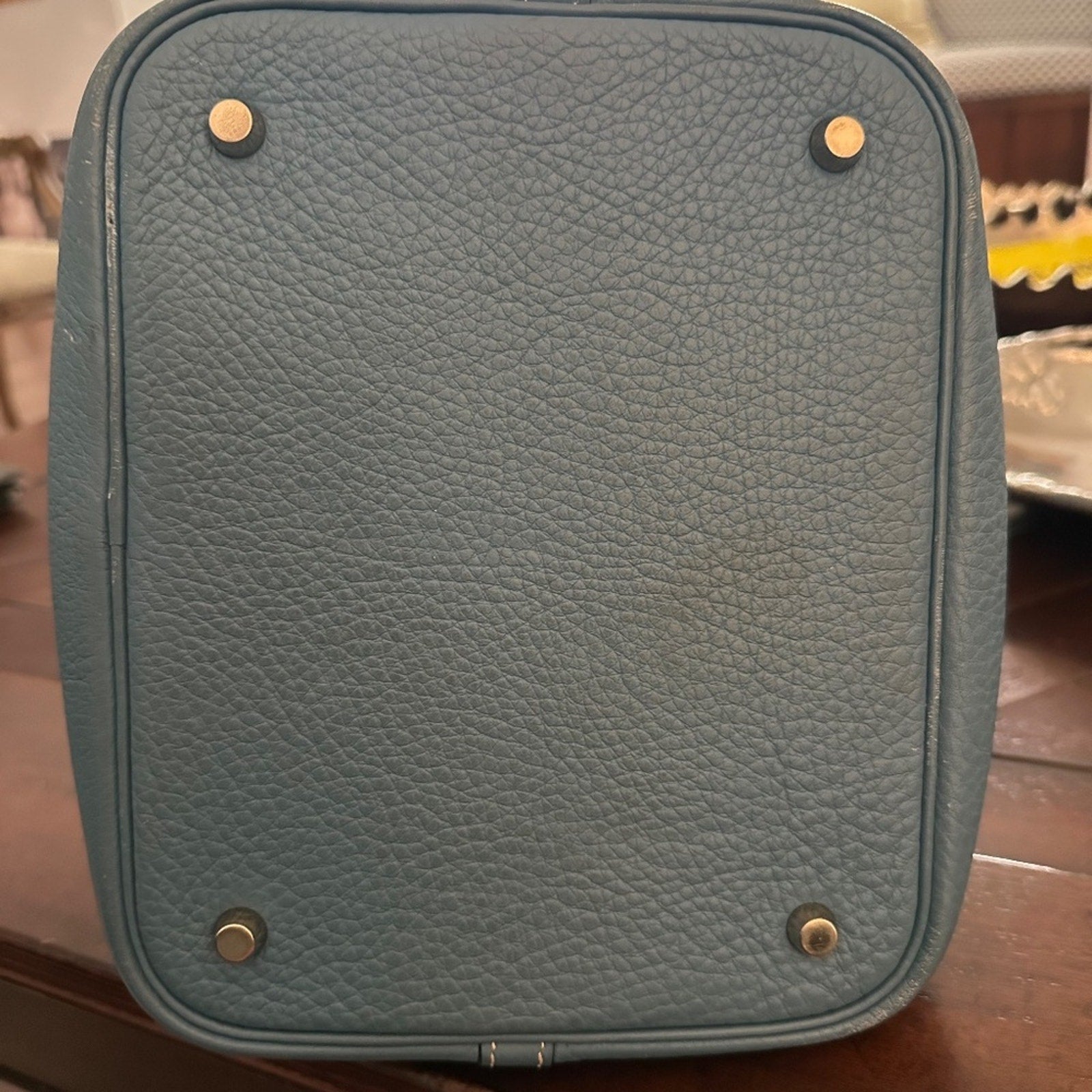 Hermes Taurillon Clemence Picotin 22 Blue Leather Bag + Hermès Odyssey Twilly