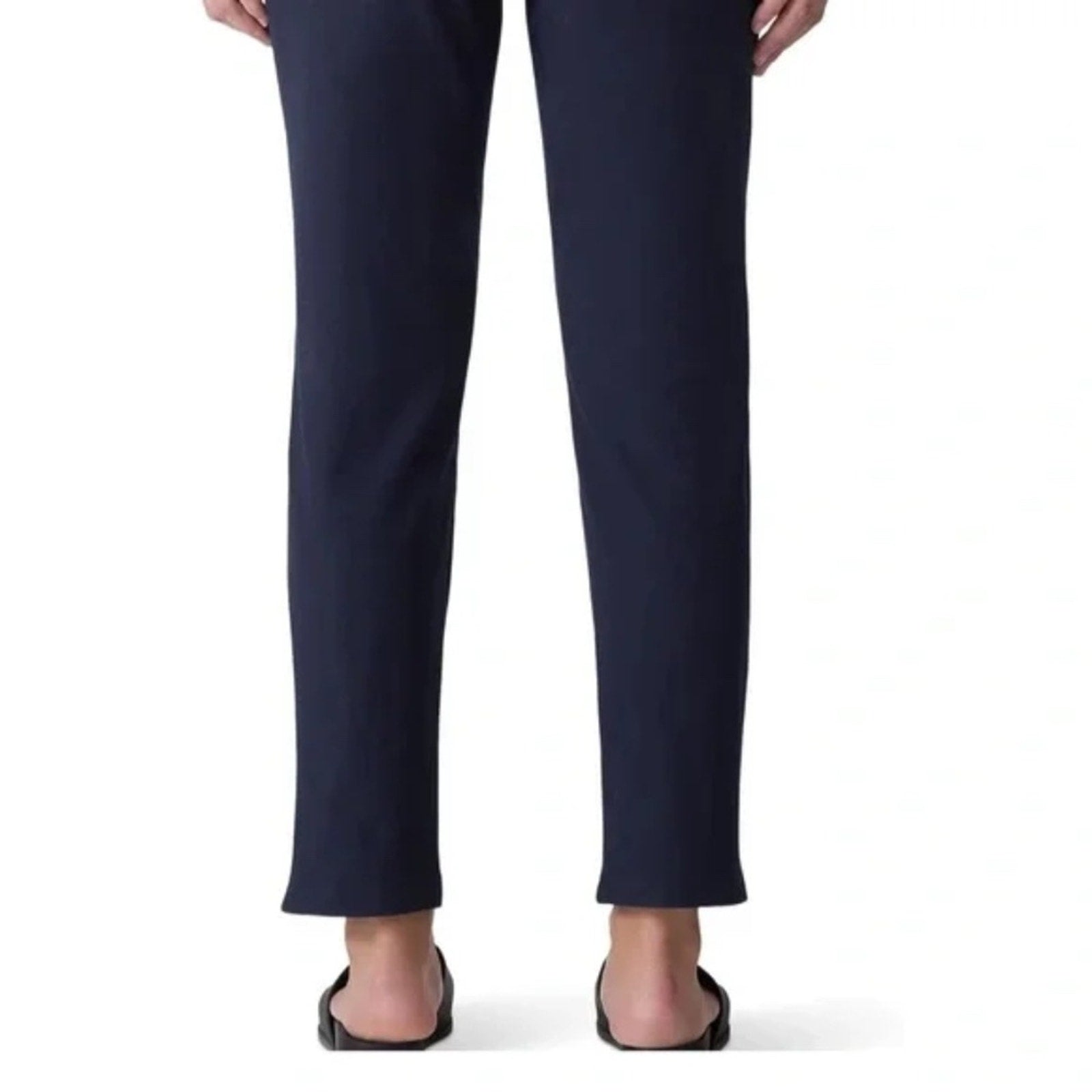NWT Eileen Fisher Washable Stretch Crepe Slim Ankle Pants Navy Blue -size M