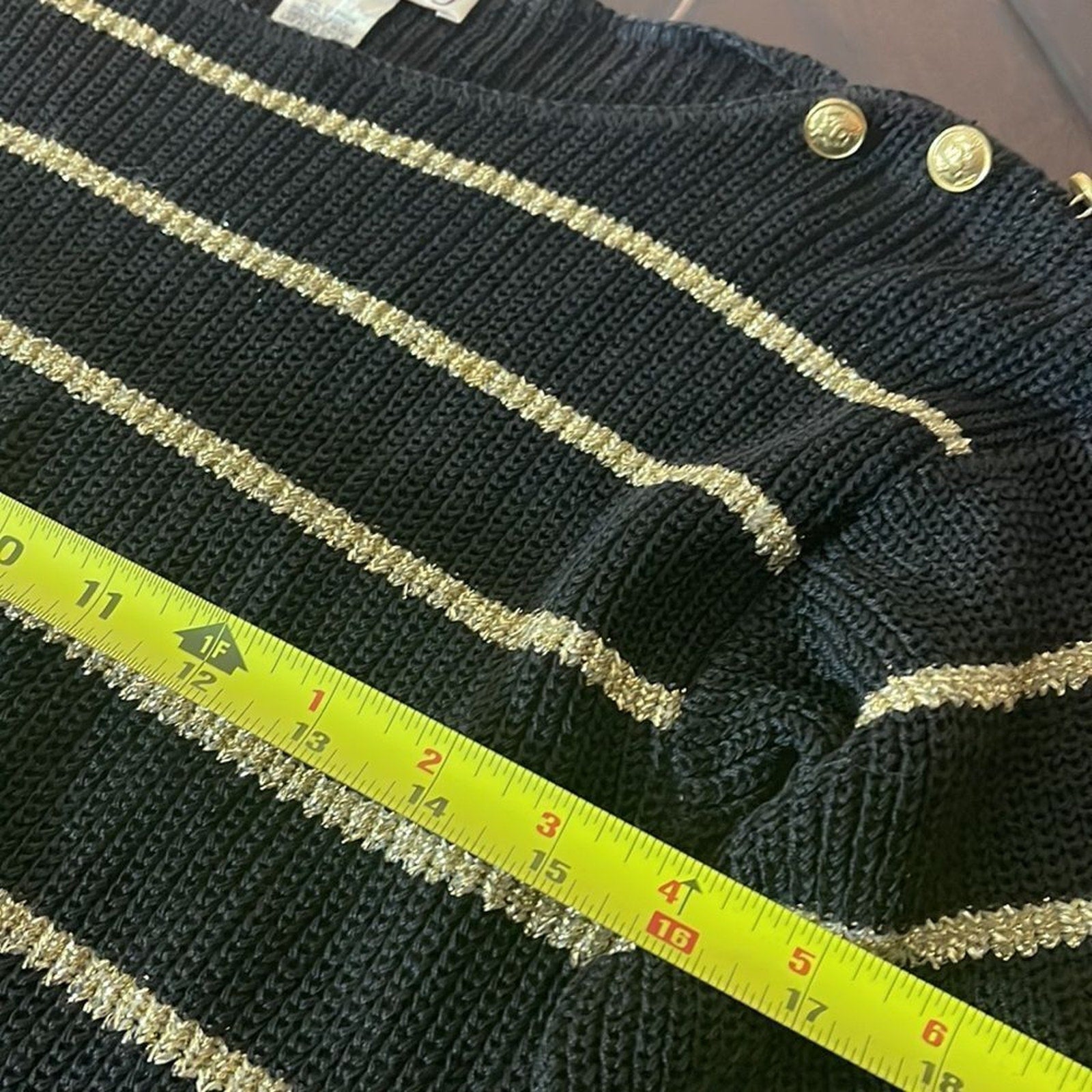 Vintage Diane Von Furstenberg black metallic gold sweater