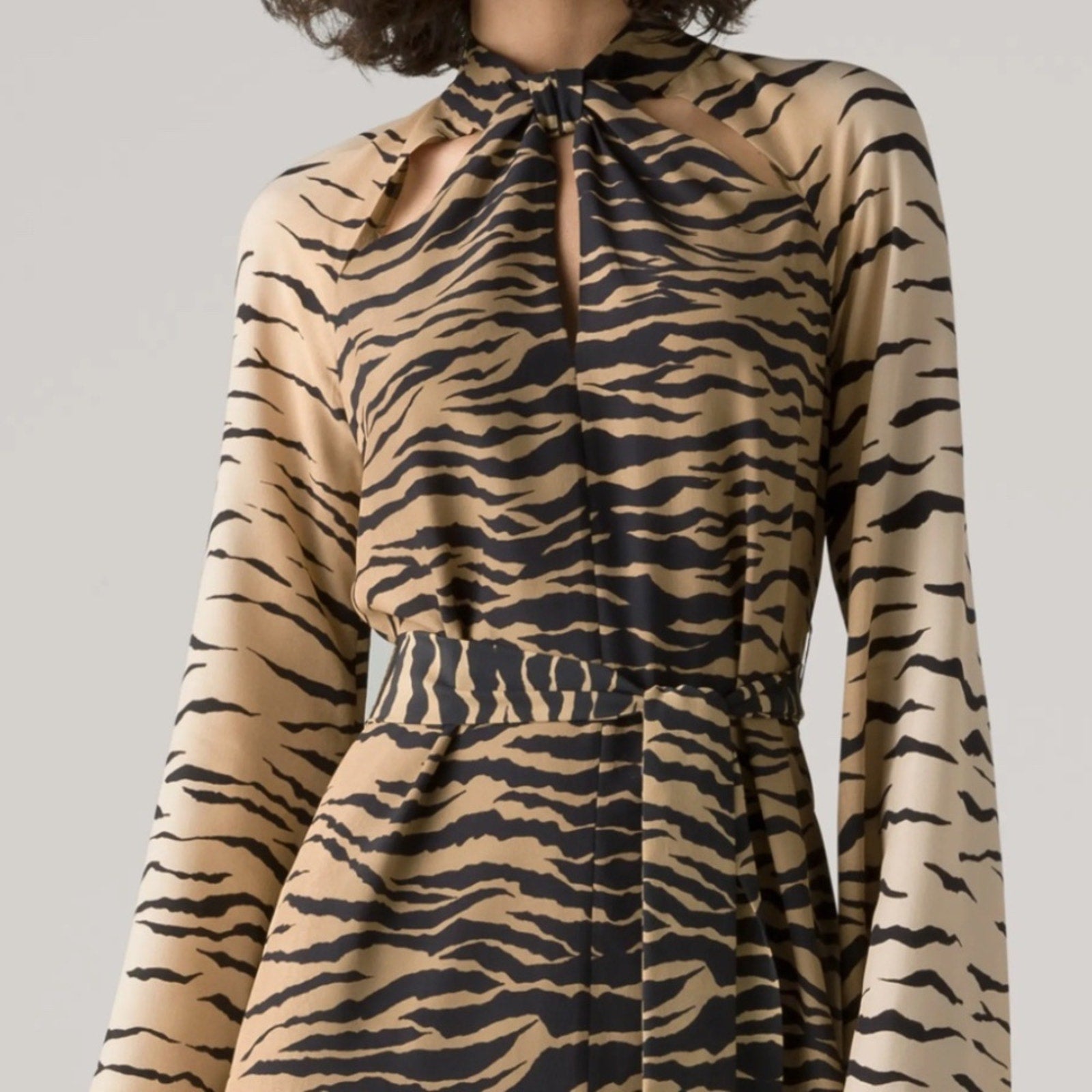 St. John Tiger-Print Cut-Out Midi Dress -  M