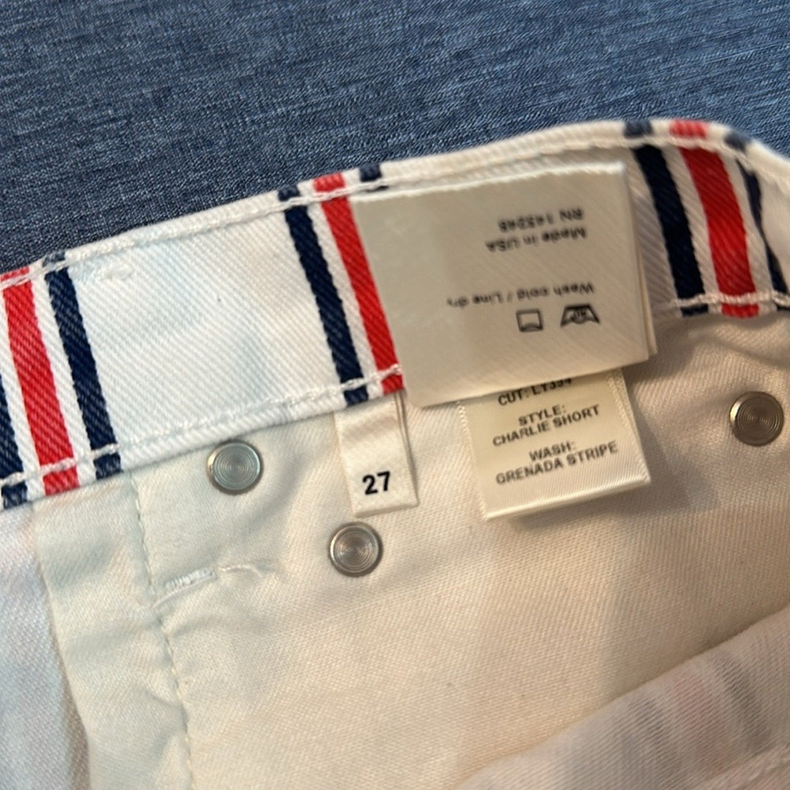 REFORMATION Charlie Grenada White, Red & Blue Striped Shorts Size 27