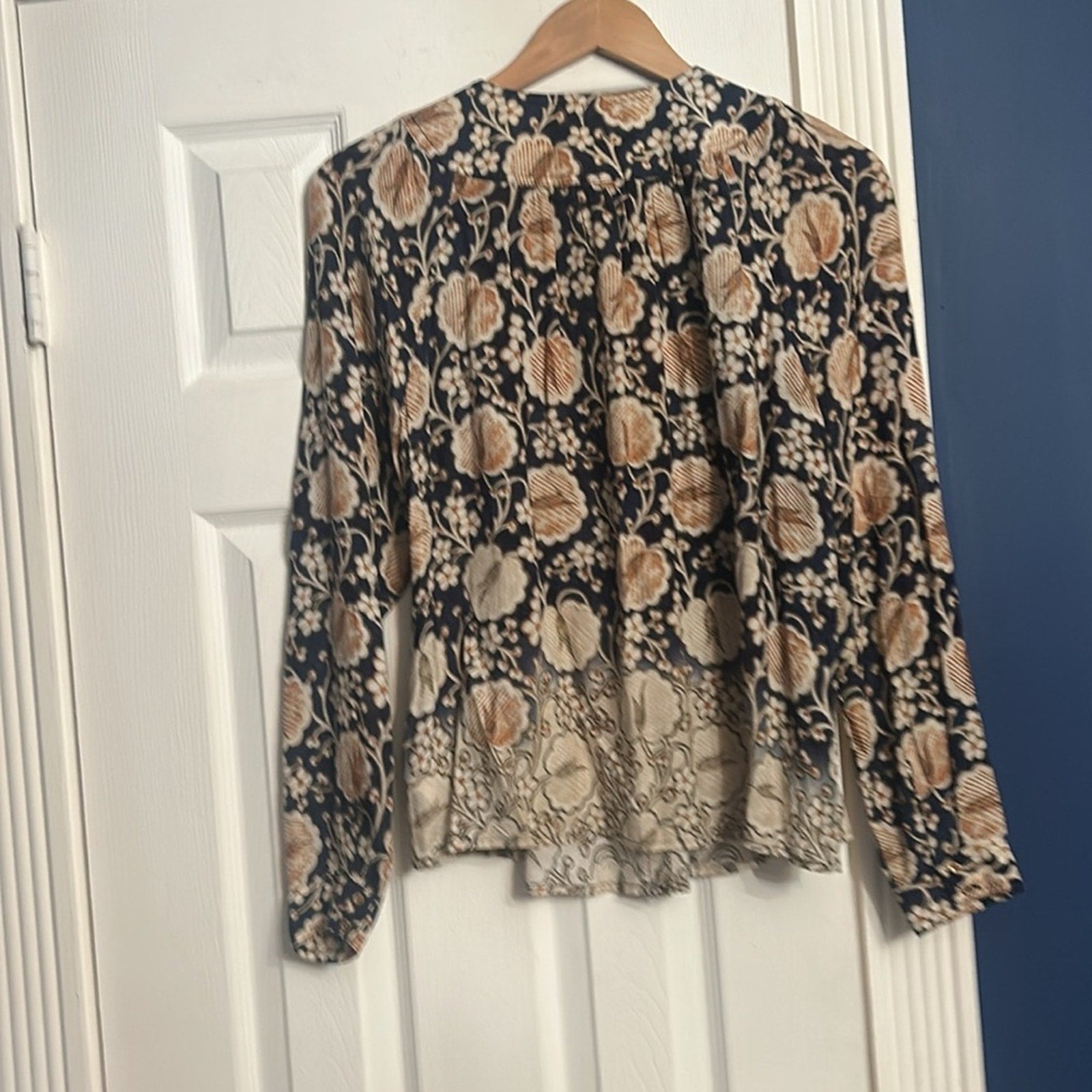 Maeve Anthropologie Floral Button Front Tulip Dip Dyed Blouse Top Sz Small
