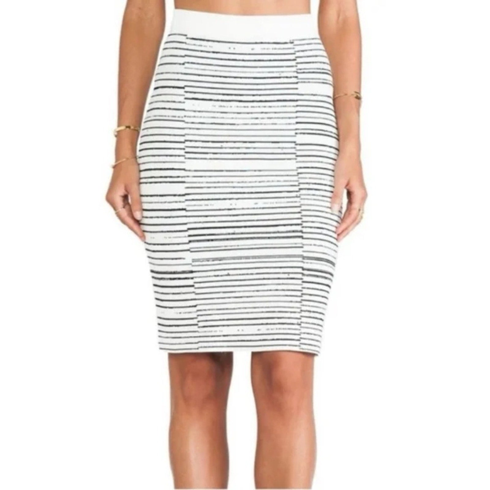 A.L.C. Lyons Striped Stretch Knit Pencil Skirt - size M