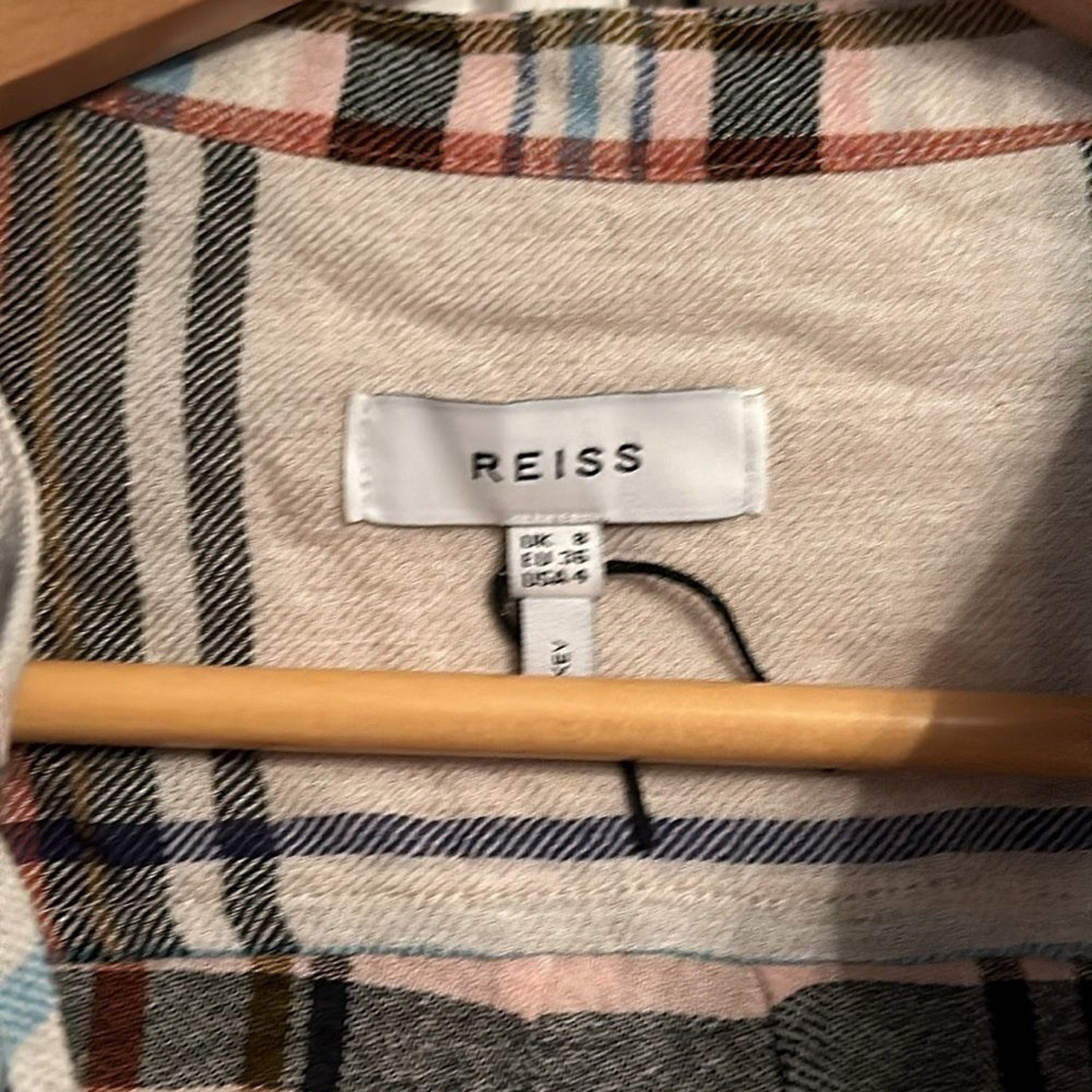 NEW REISS  Amira Checked Twin Pocket wool Shirt - size 4