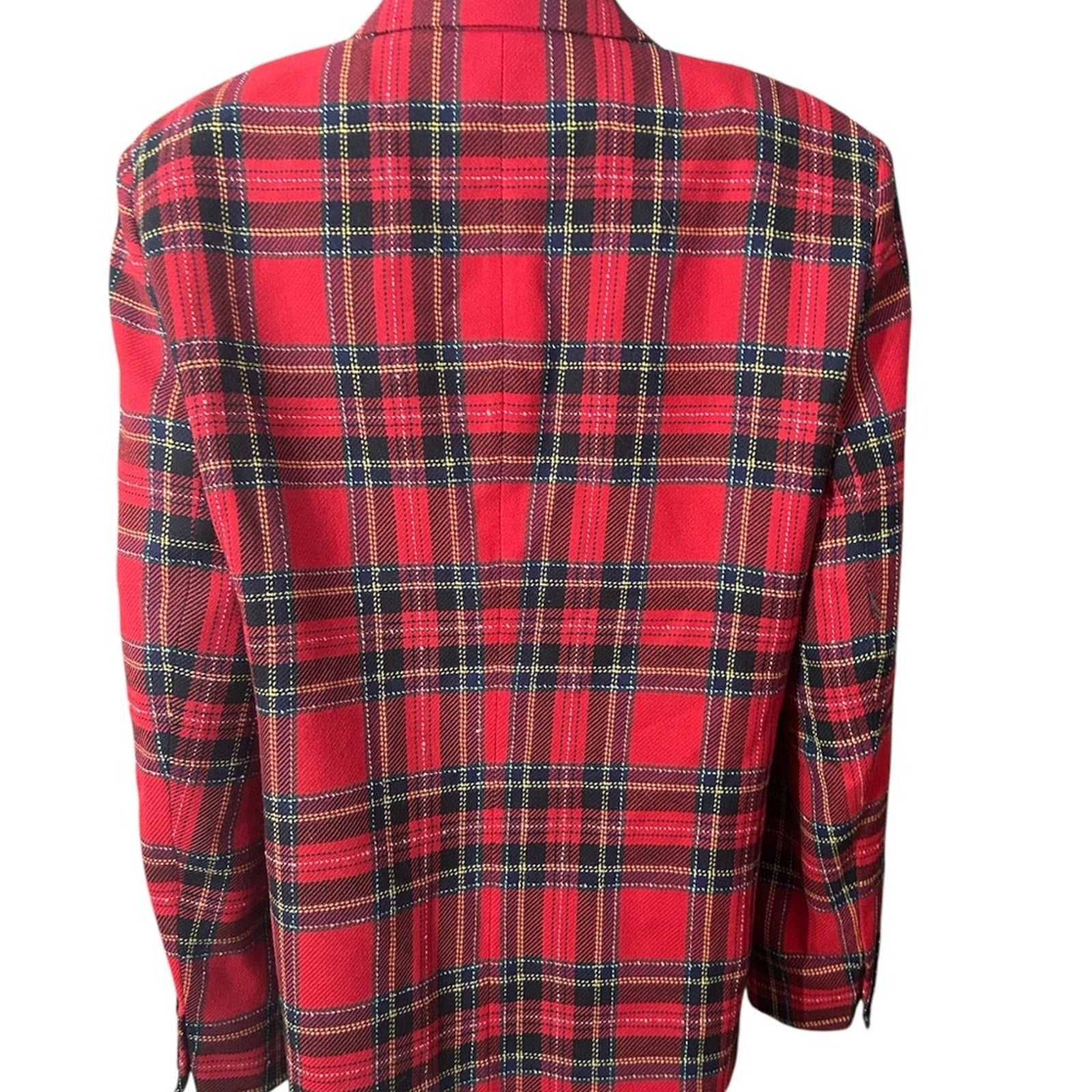 Hauber Wool Blazer Red Plaid Wool Tartan Holiday Germany - size 16