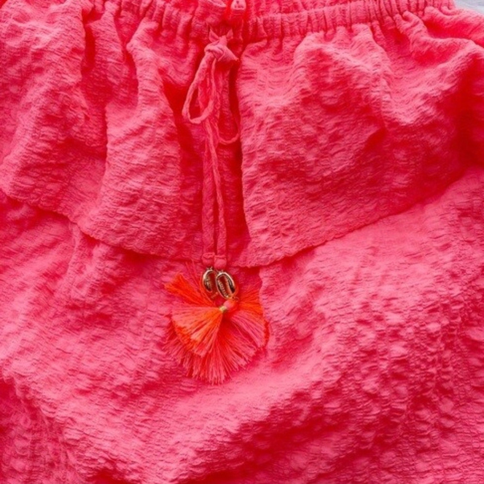 Lilly Pulitzer mays hot pink tank top ruffle preppy beach tassel - size Small