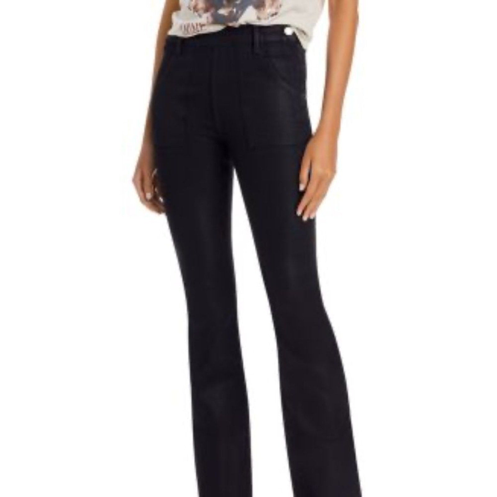 NEW FRAME Le Flare de Francoise in Black Coated - Size 24. Retail- $278