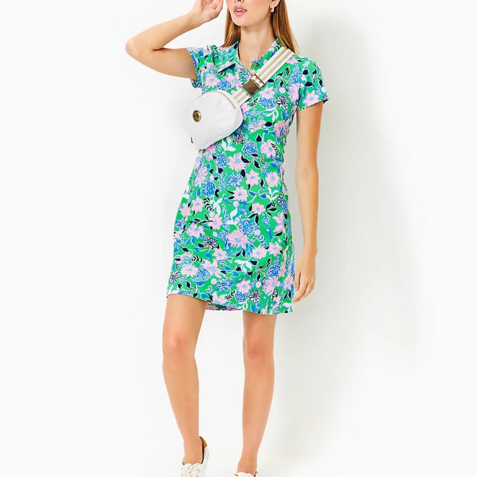 Lilly Pulitzer FRIDA SCALLOP POLO DRESS, SPEARMINT GOLF TILL YOU DROP - small