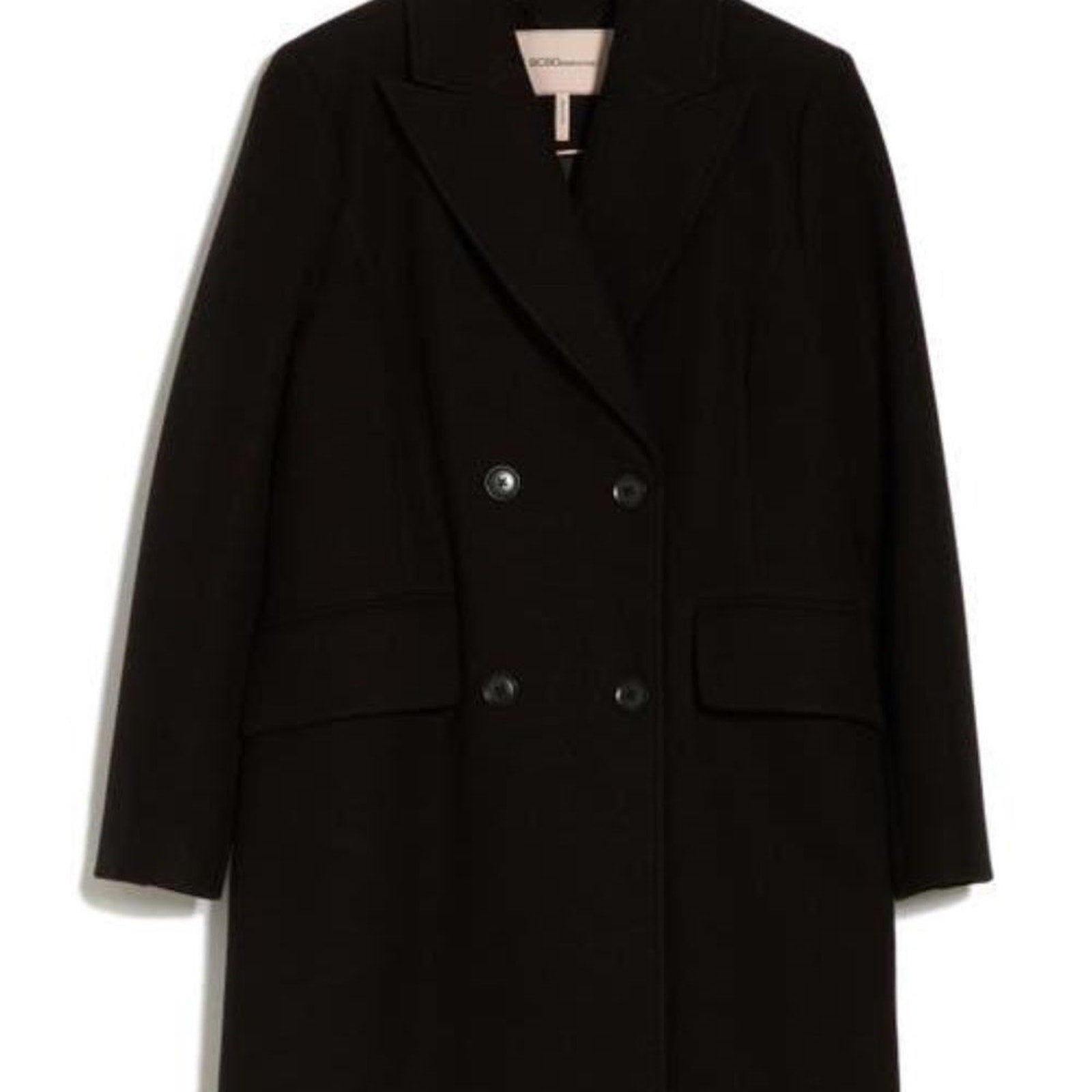 NWT BCBGeneration Peak Lapel Double Breasted Coat in Black - size Large