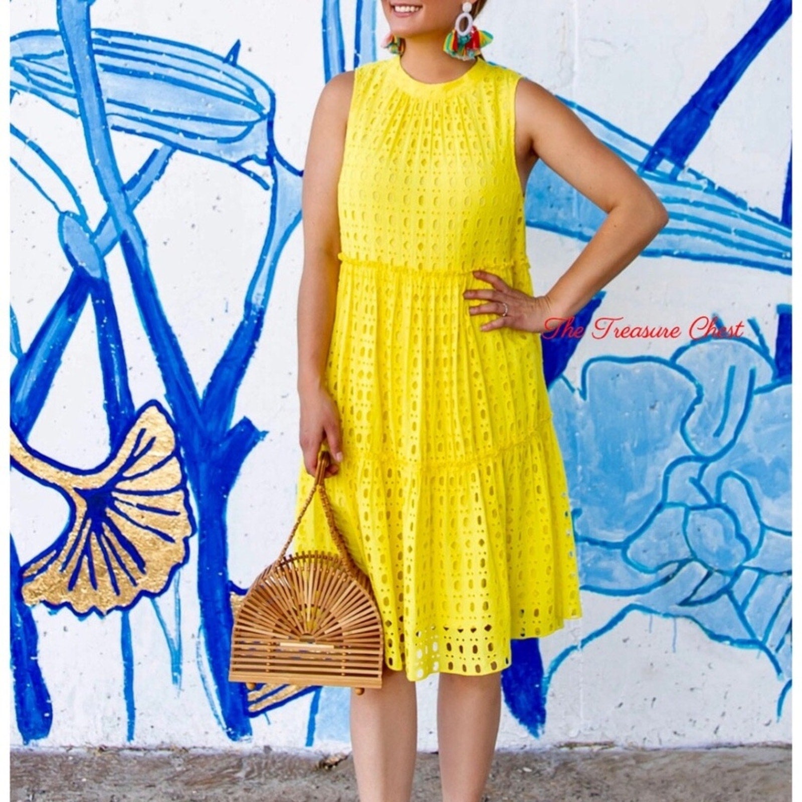 Lilly Pulitzer Indira Swing Dress Lilly’s Lemon Eyelet Cotton Blend - size XS