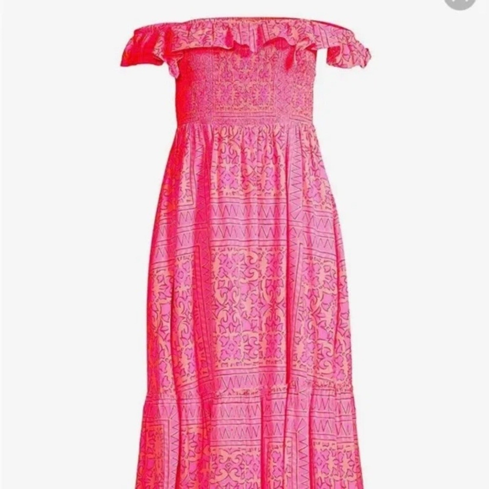 Vineyard Vines smocked ruffle dress knockout pink - size small