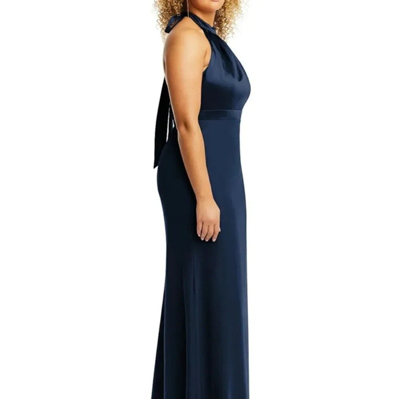 NWOT AFTER SIX High-Neck Open-Back Maxi Dress with Scarf Tie - size 14