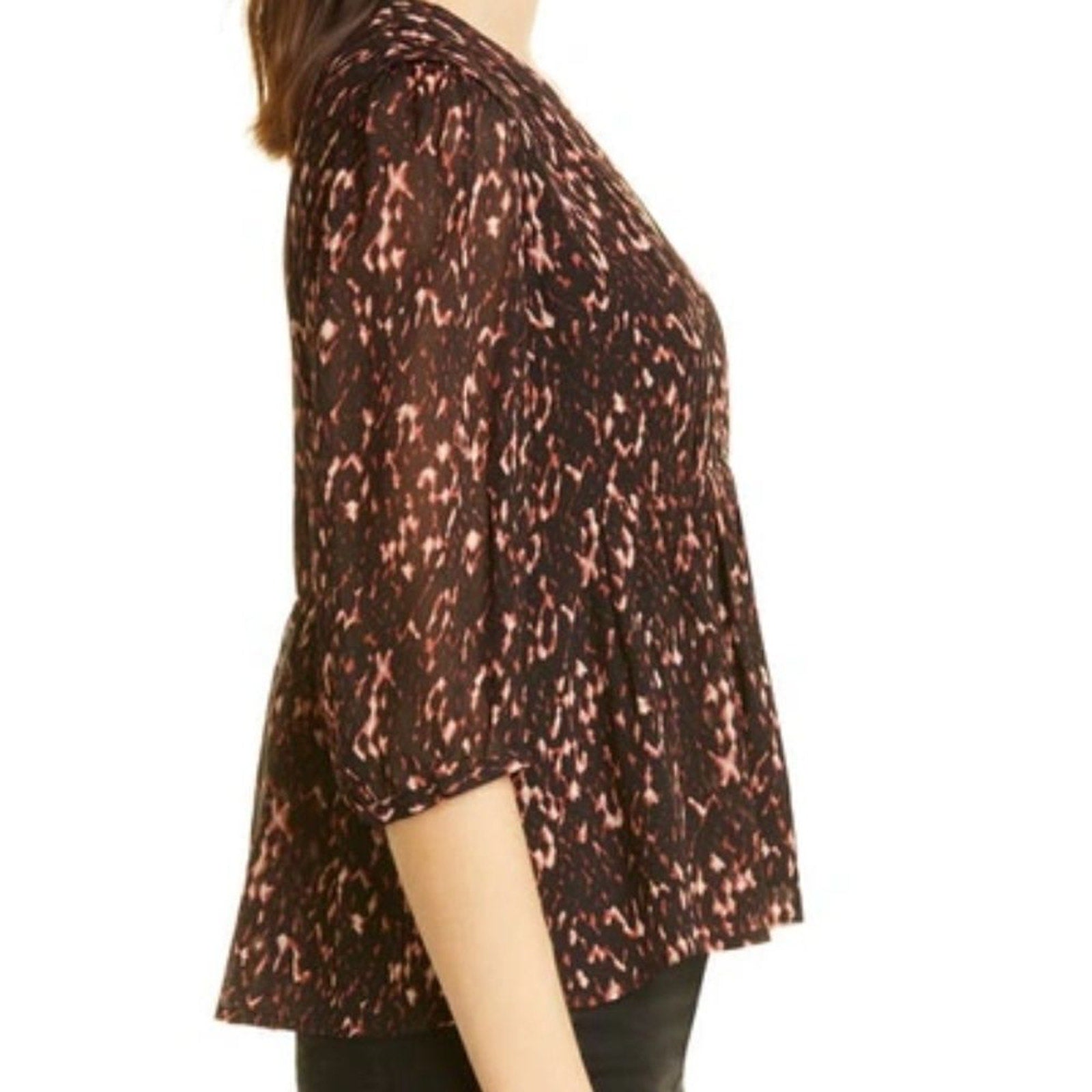 NWT BA&SH Puzy Peplum Top In Noir - size M