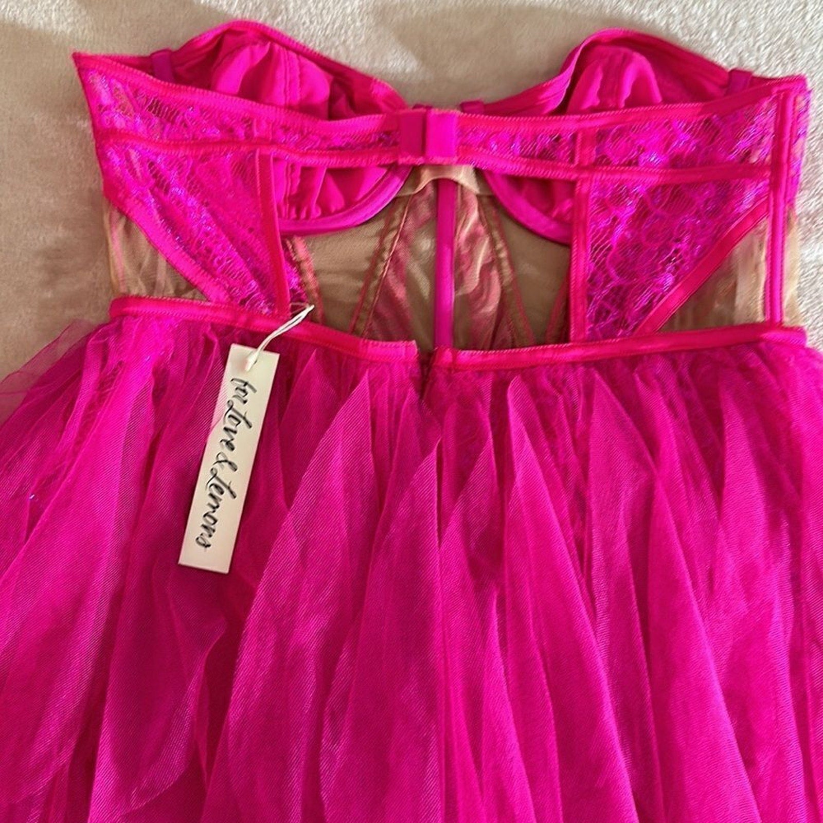 NWT FOR LOVE & LEMONS X Bustier Mini Dress - Pink - size Large