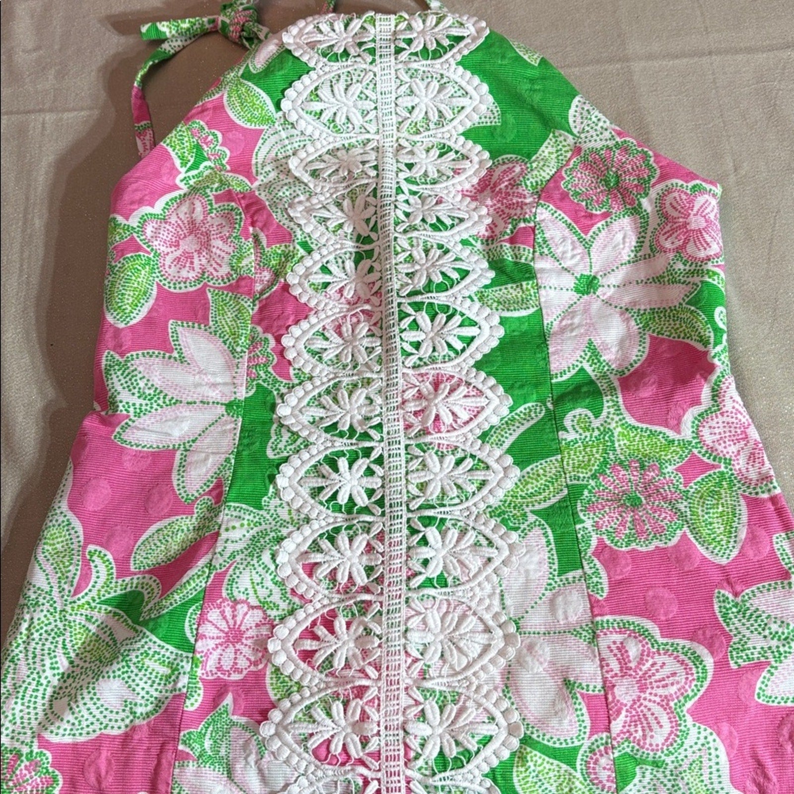 Lilly Pulitzer Hillview Halter Top Lace Front - size 10