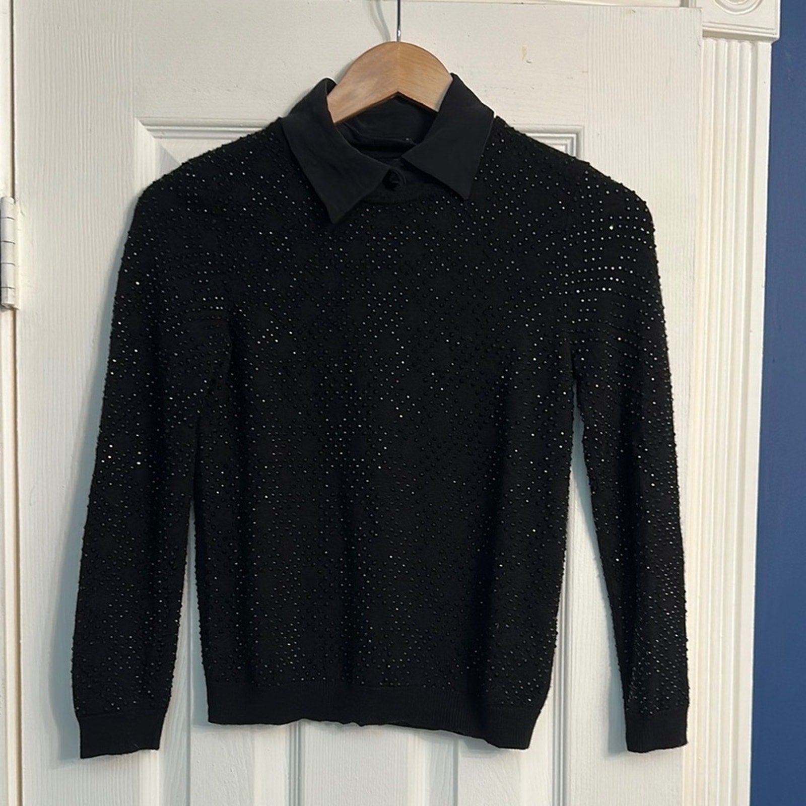 Alice + Olívia embellished wool sweater detachable collar - size small