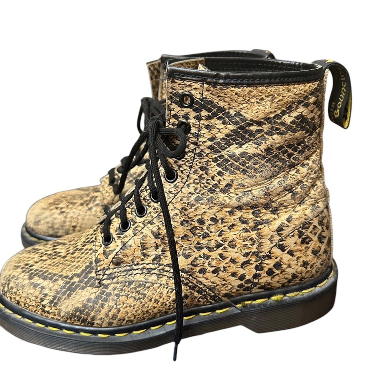 Dr. Martens Reptile Print Leather Boots - Vintage 1990's Docs - Ladies size 9 US