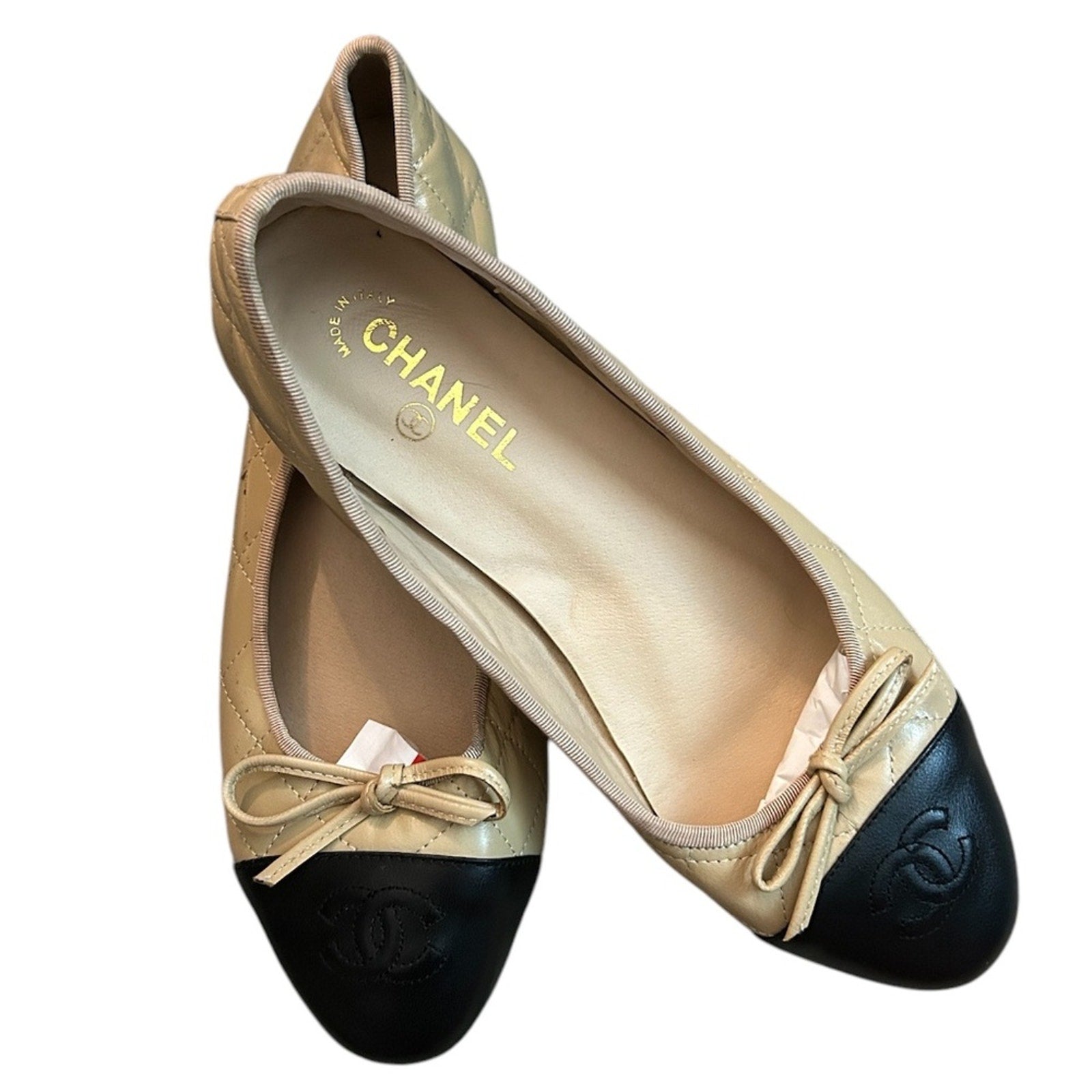Chanel ballet flats Aged Calfskin beige black - size 42 (=US 11.5)