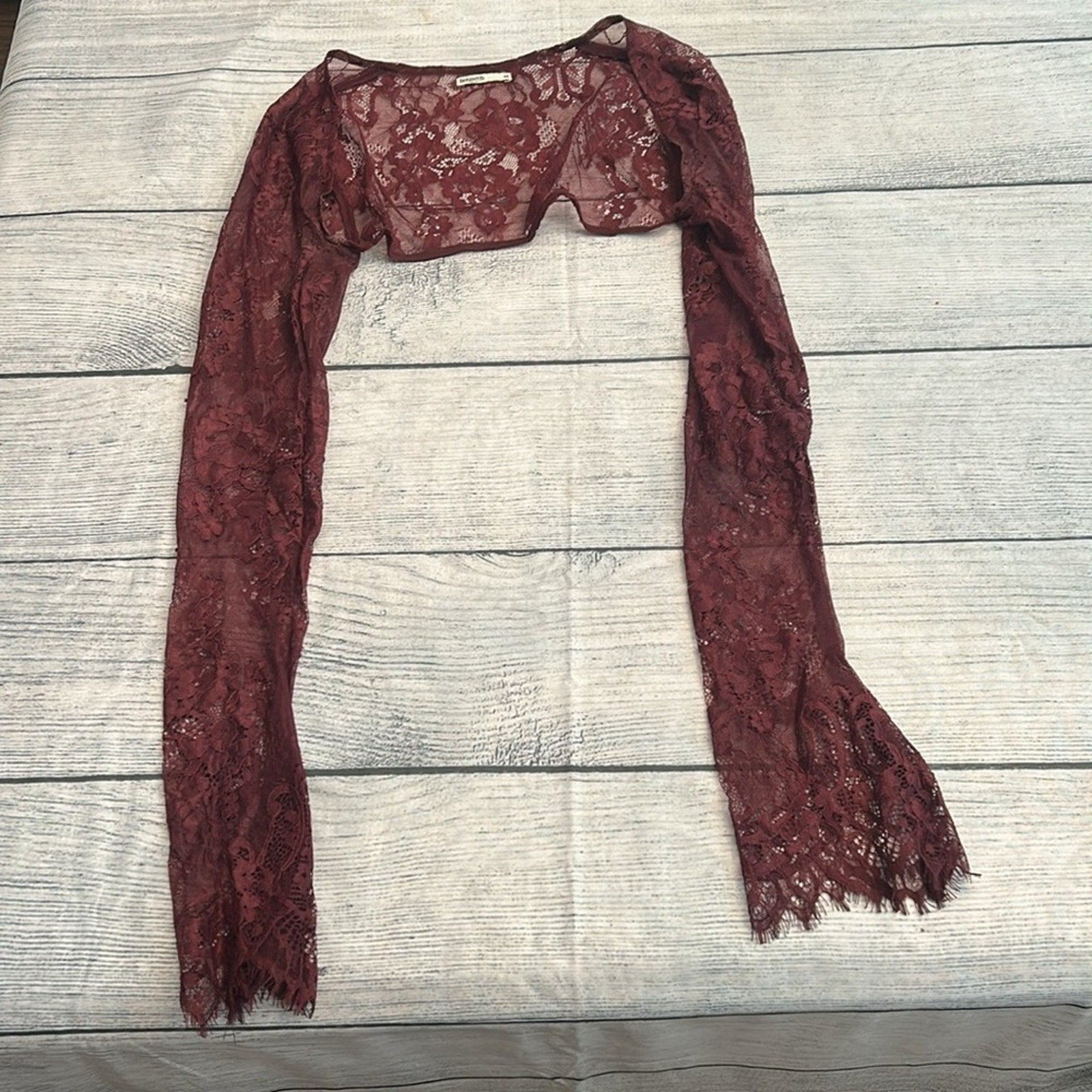 NEW House of CB Gaia Claret Lace bolero style shrug - size XS