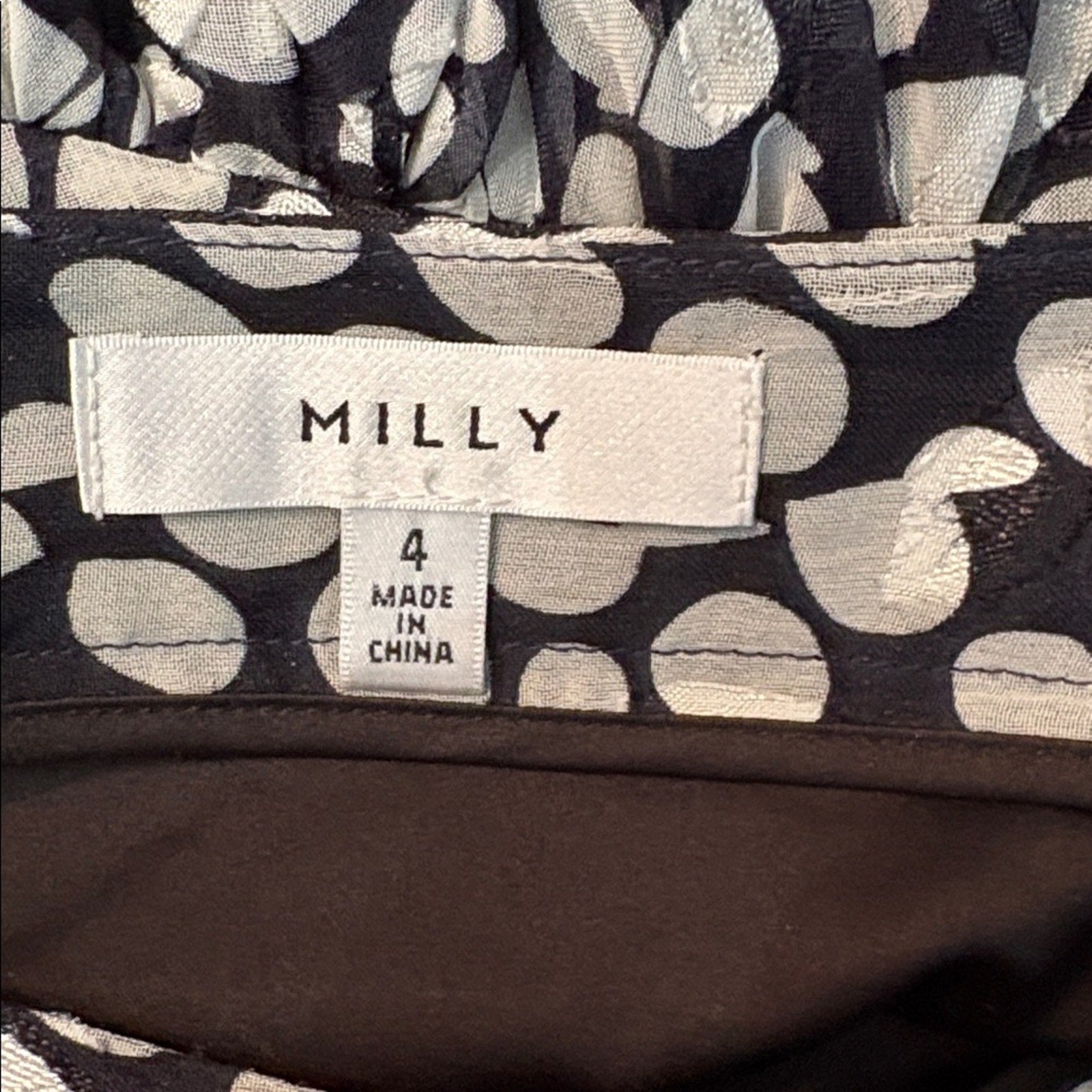 Milly Heidi Abstract Asymmetrical Ruffle Dot Mini Skirt - size 4