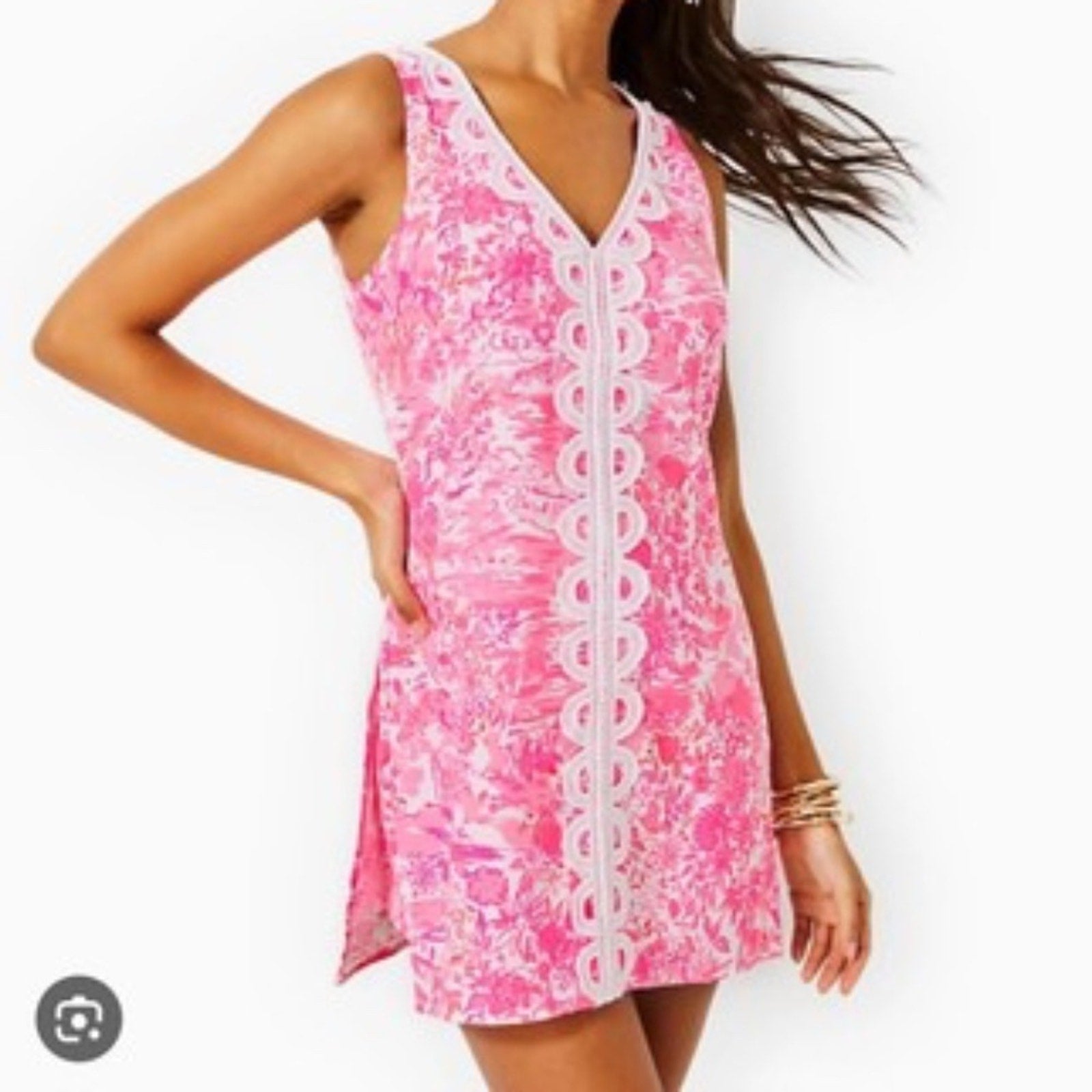 Lilly Pulitzer Ronnie V-Neck Romper Peony Pink Women's Size Small