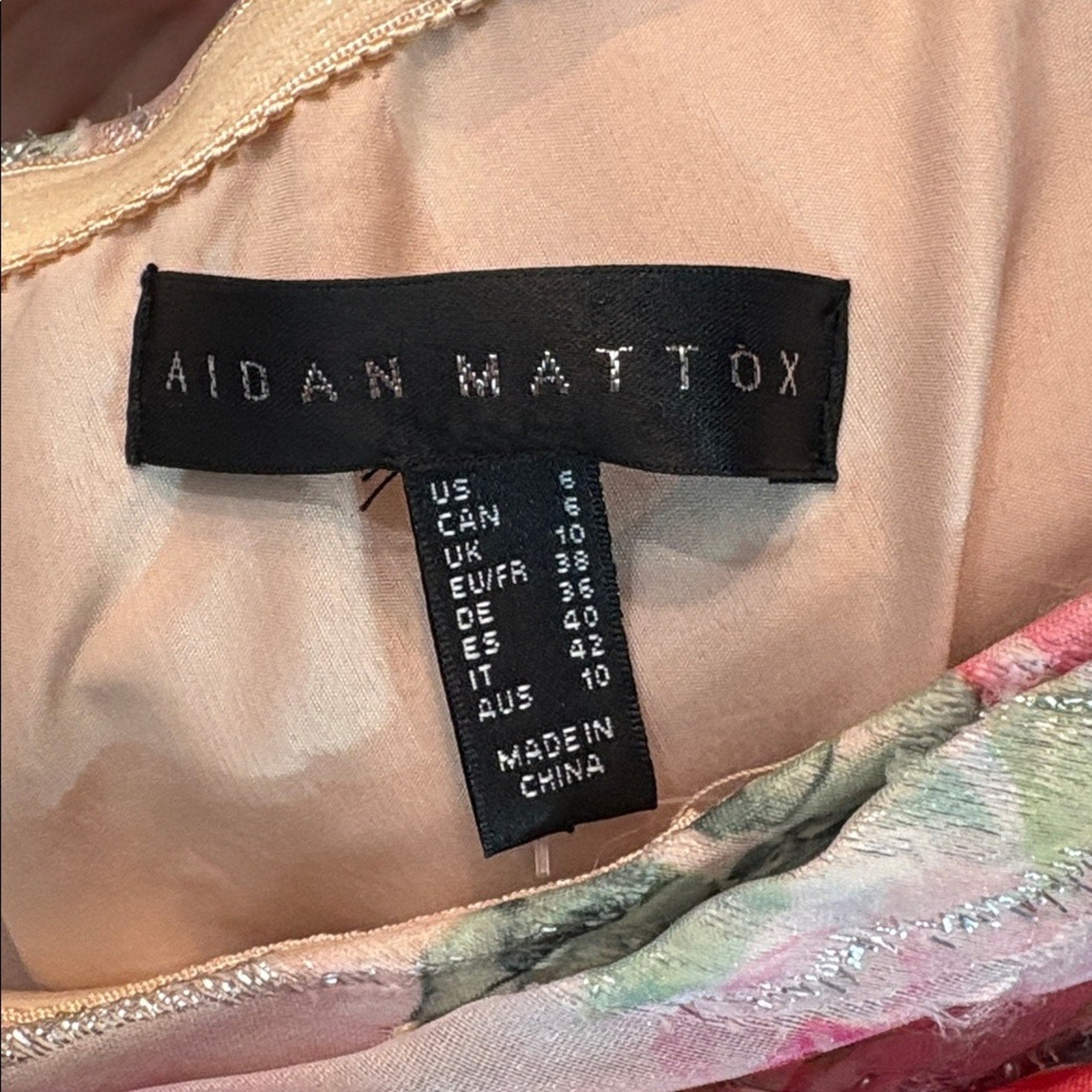 Aidan Mattox One-Shoulder Rose‎ Jacquard Front Slit -size 6