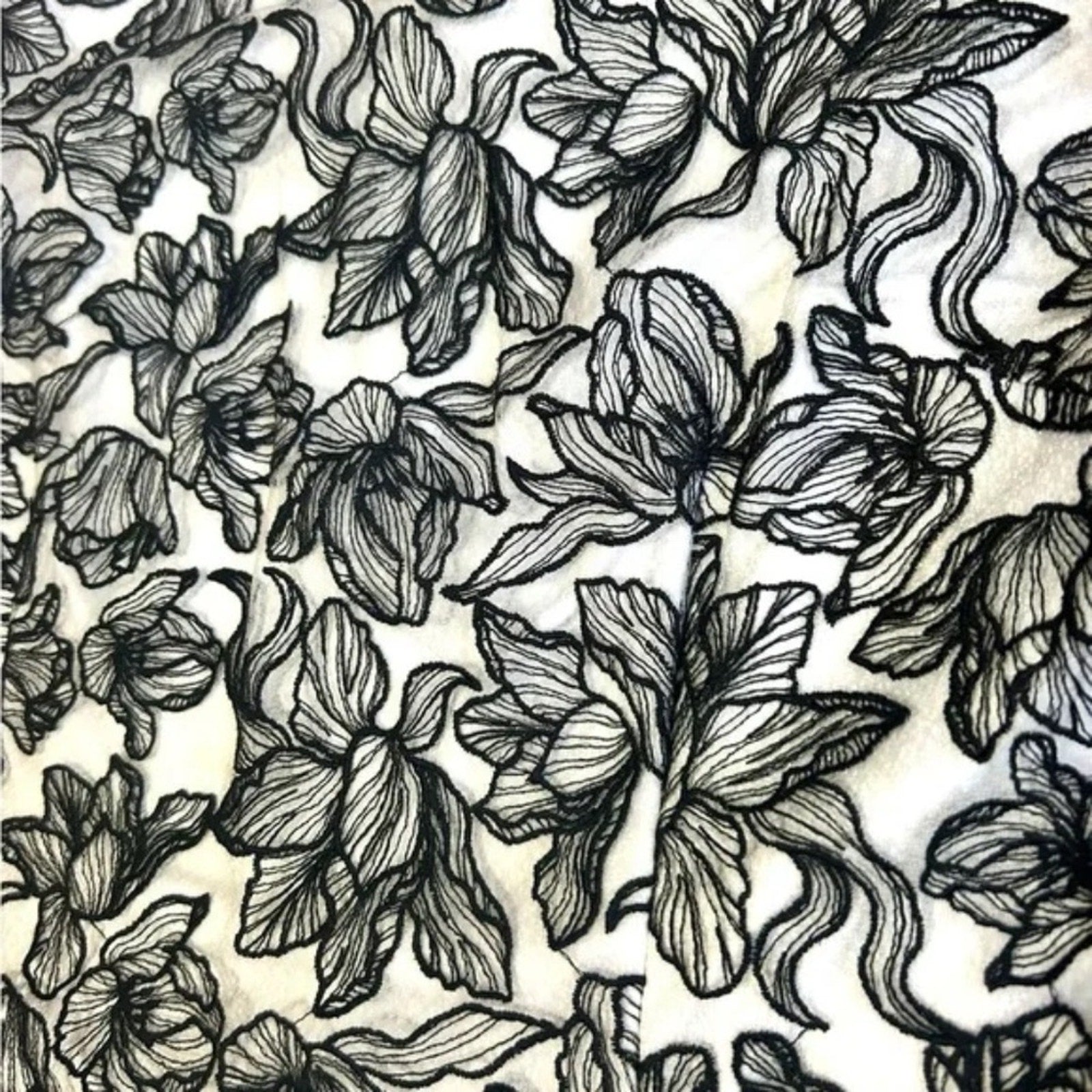 Reiss Black and White Floral Celia Dress Embroidered - size 2