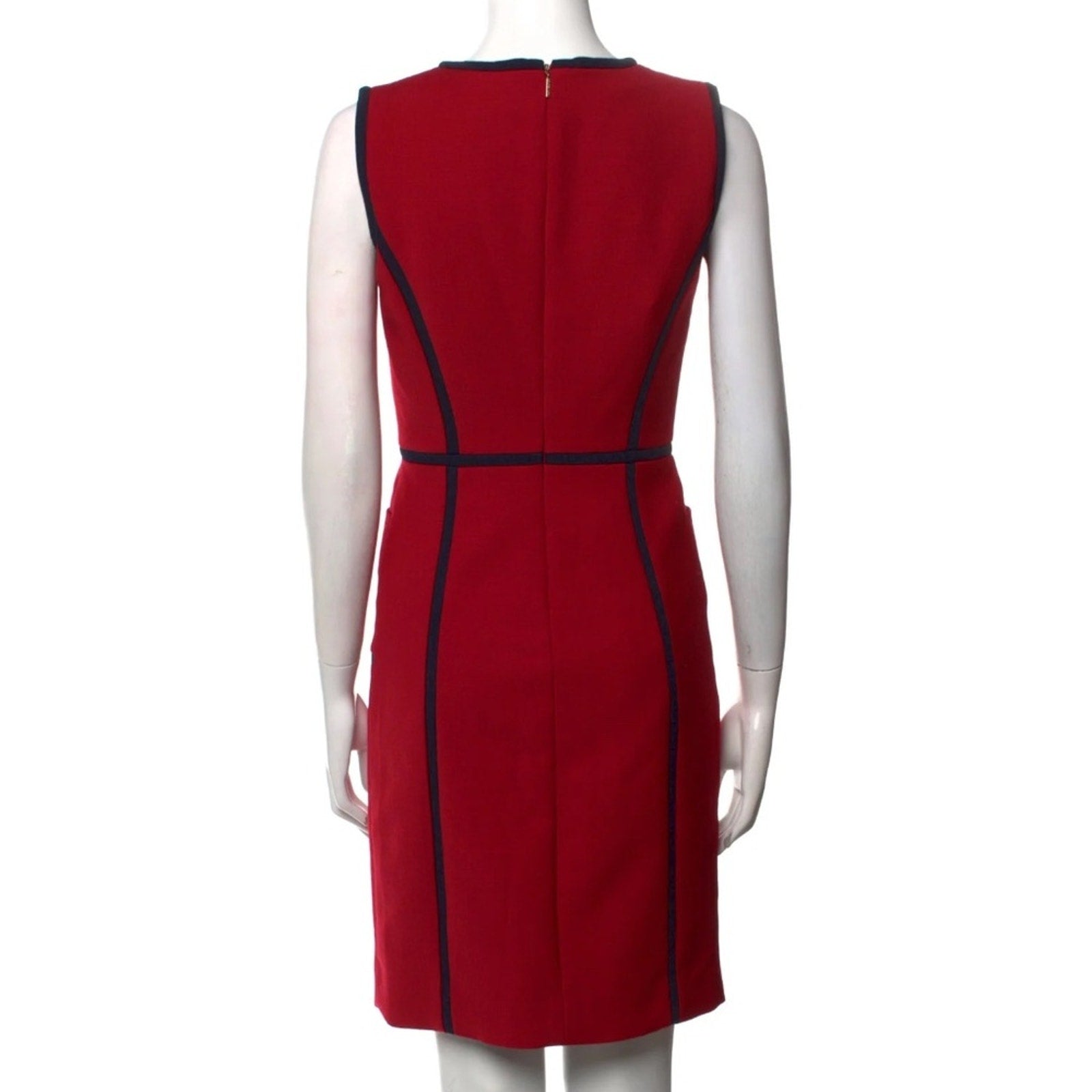 Tory Burch Azalea Contrast Piping wool blend Dress in Red and Navy - size 0