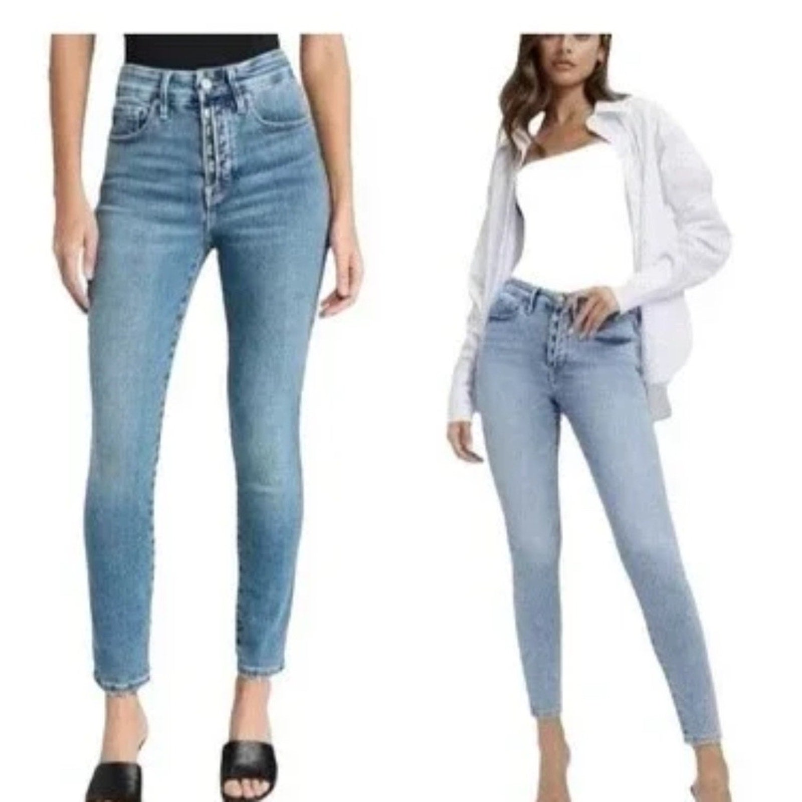 NWT Good American Jeans Women's Size 2/26 Skinny High Rise Button Fly
