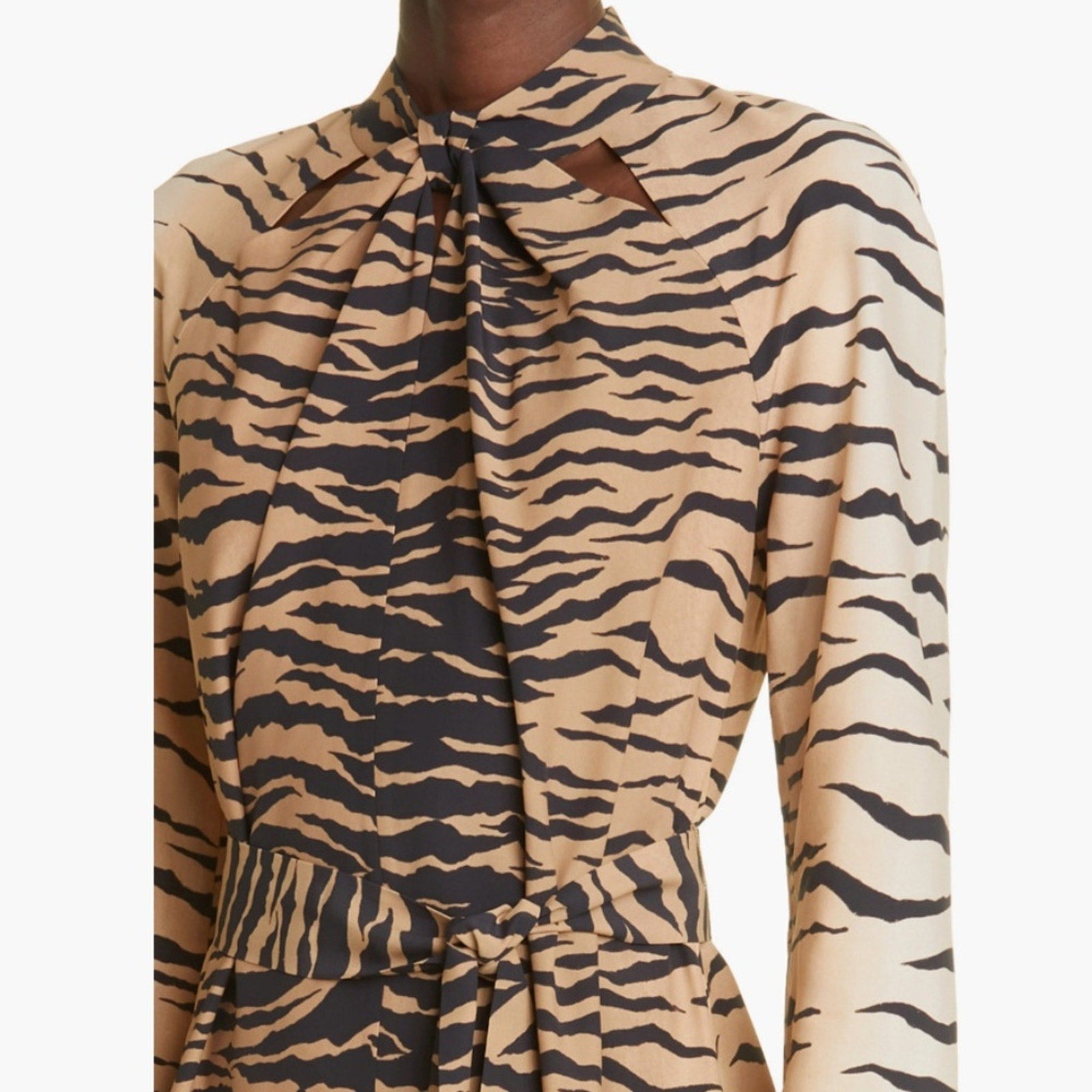 St. John Tiger-Print Cut-Out Midi Dress -  M