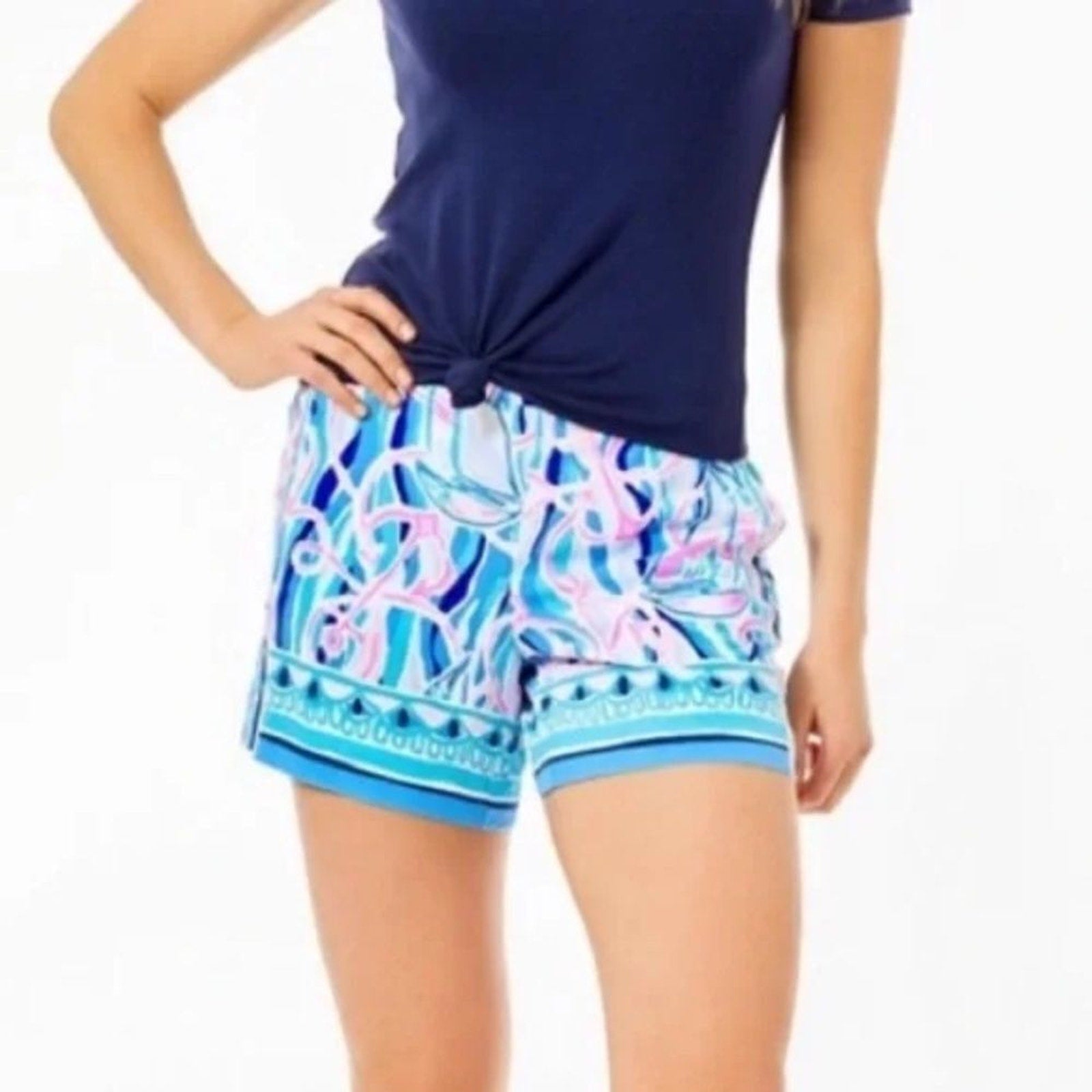 NWT LILLY PULITZER 5" Neilah Short In Skim Blue Reel Nauti Engineered Short
