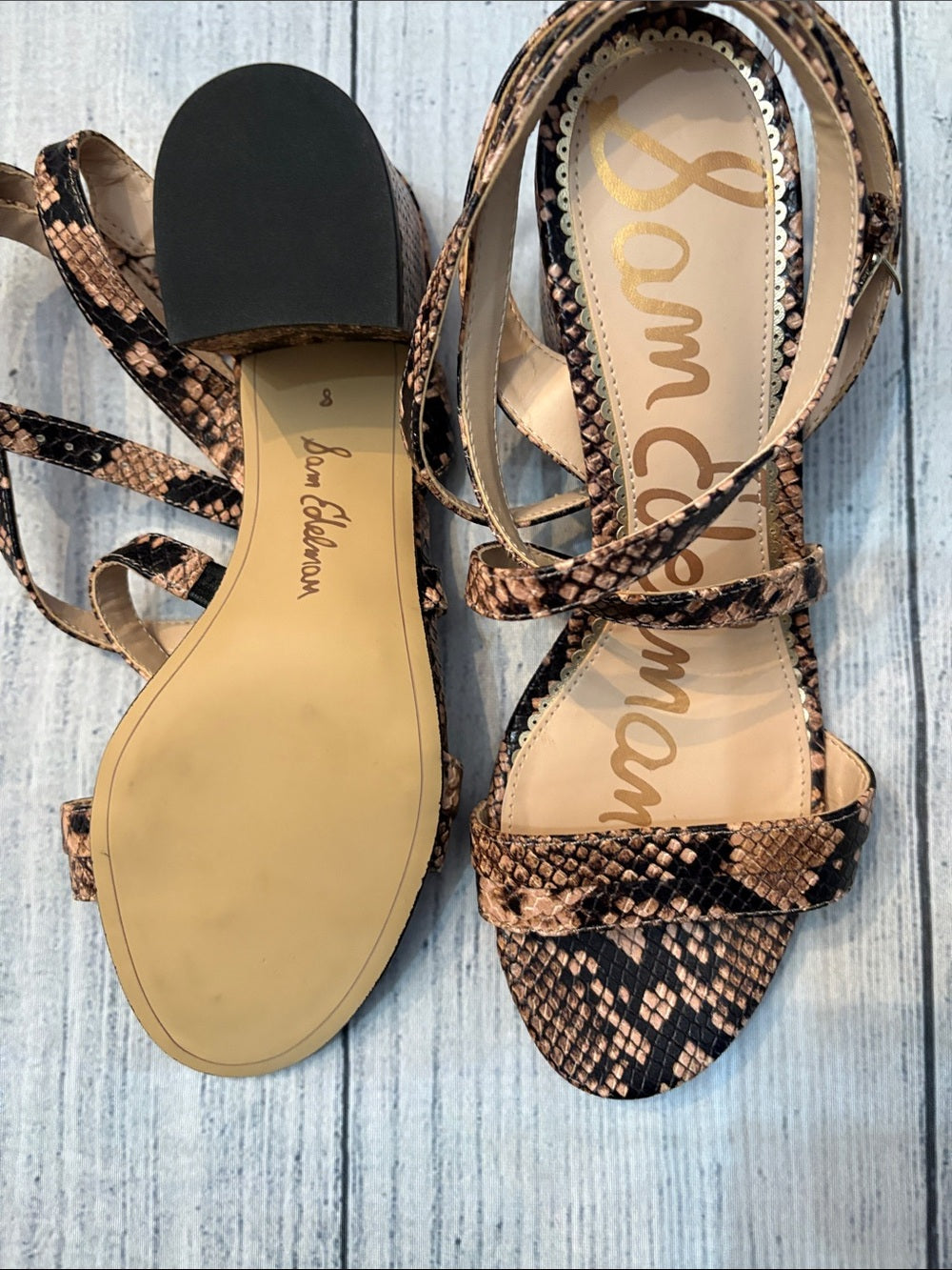 Sam Edelman Strappy Snakeskin Heels - 8 🌟 - Image 3