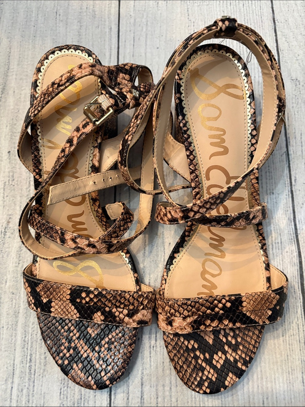 Sam Edelman Strappy Snakeskin Heels - 8 🌟 - Image 2