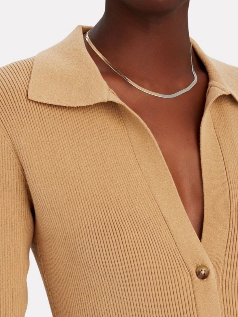 Intermix Samira collared bodycon ribbed button up sweater dress - size large - Image 2