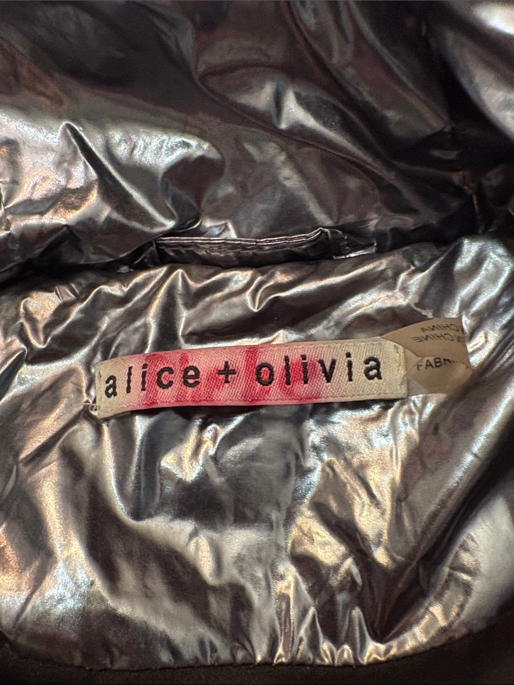 Alice + Olivia Durham Silver Mirror Goose Down Hooded Puffer - size M - Image 5