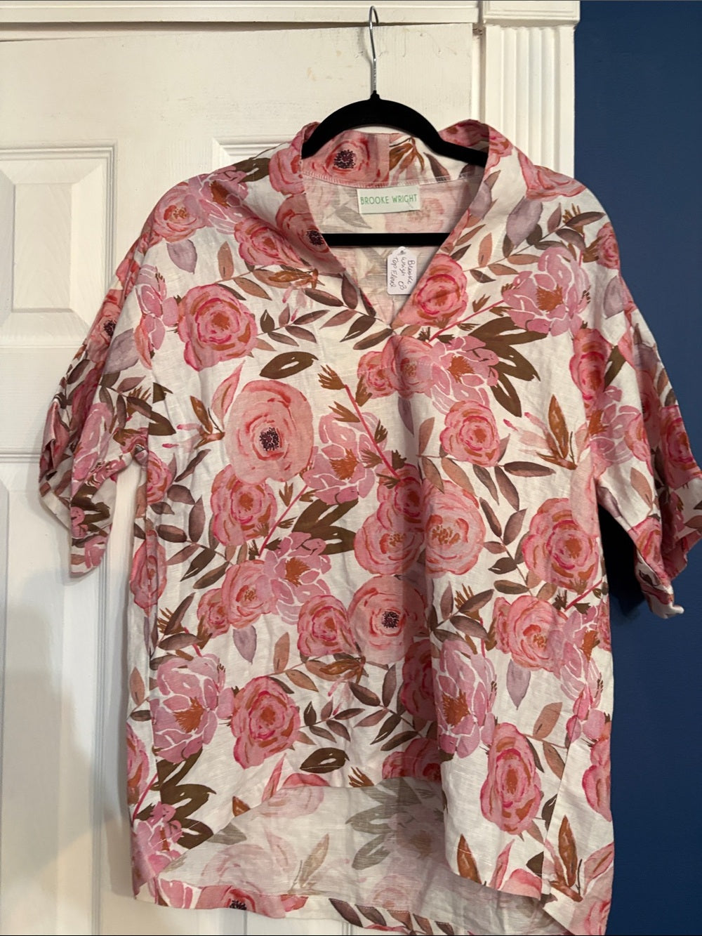 Brooke Wright roses linen kimono top - size M 🌟 - Image 3