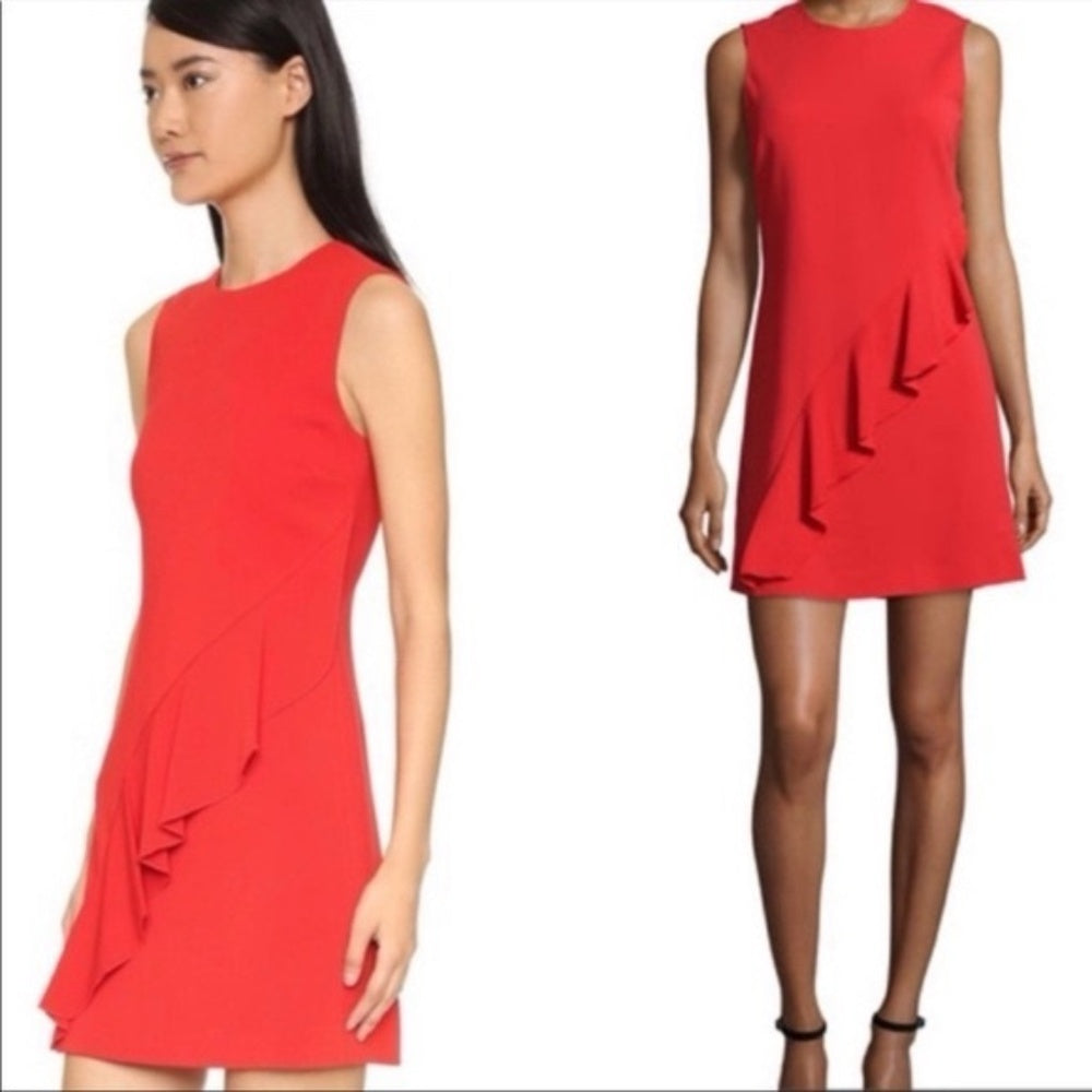 A.L.C Clarence Sleeveless Ruffle Dress in Tomato Red - size 0 - Image 2
