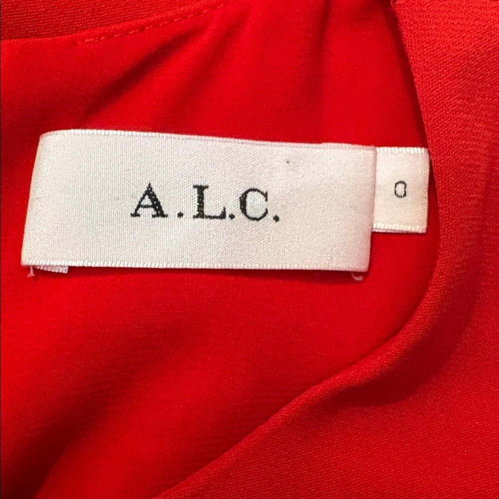 A.L.C Clarence Sleeveless Ruffle Dress in Tomato Red - size 0 - Image 8