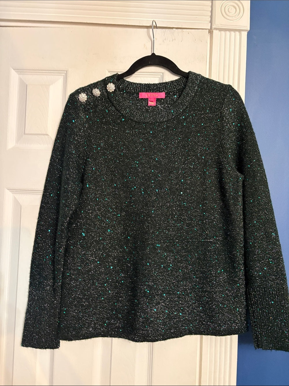 Lilly Pulitzer Morgen Metallic Green Sweater - L 🌟 - Image 3