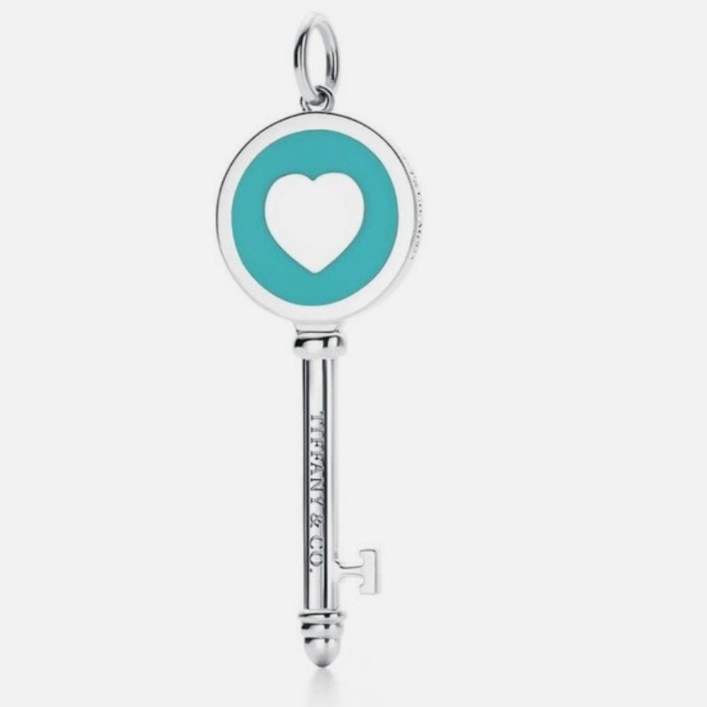 Tiffany & co. Enamel Blue Heart Key Pendant Necklace - Authentic- 🌟 - Image 2