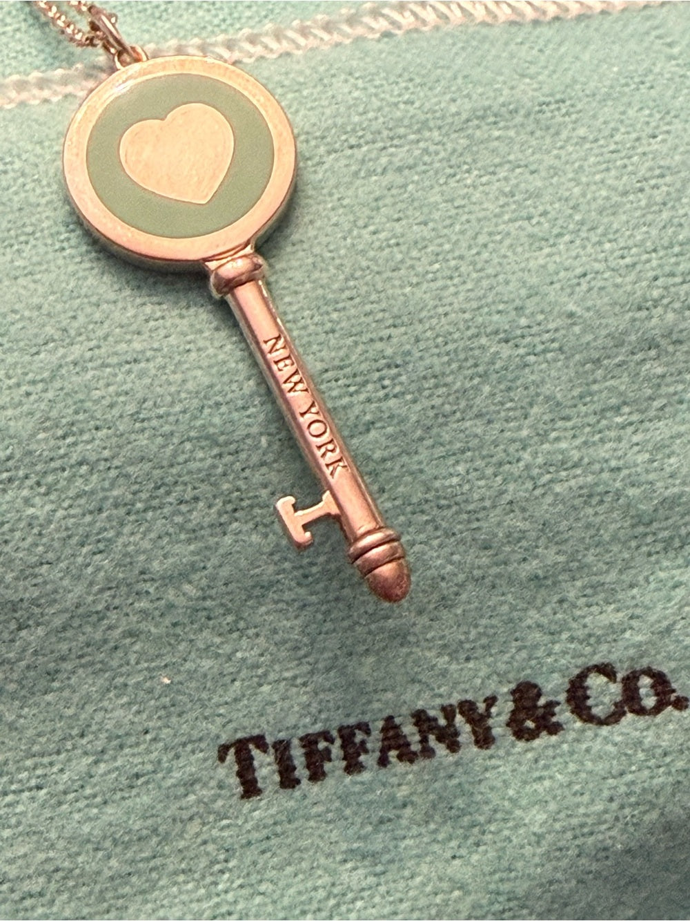 Tiffany & co. Enamel Blue Heart Key Pendant Necklace - Authentic- 🌟 - Image 5