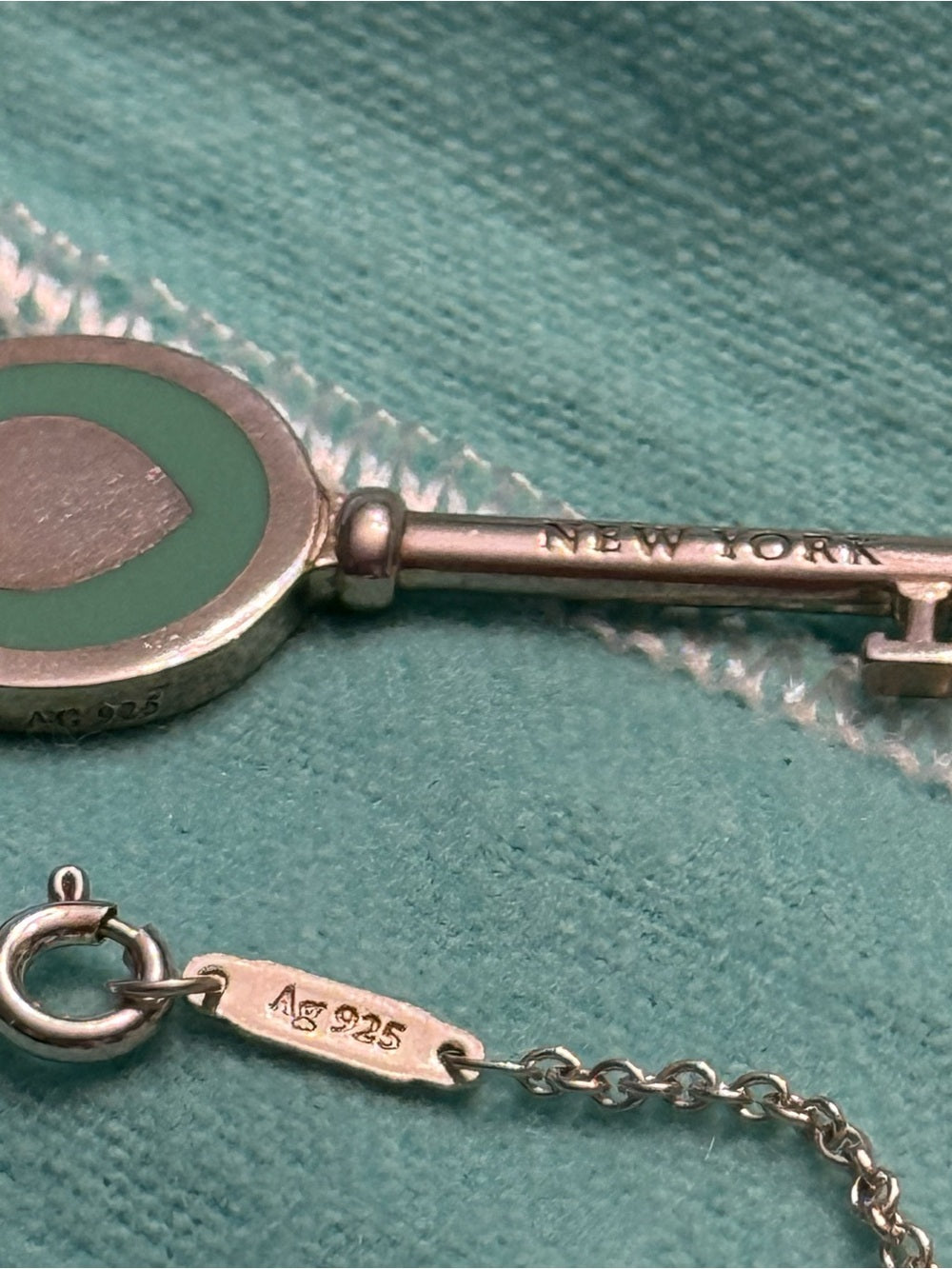 Tiffany & co. Enamel Blue Heart Key Pendant Necklace - Authentic- 🌟 - Image 3