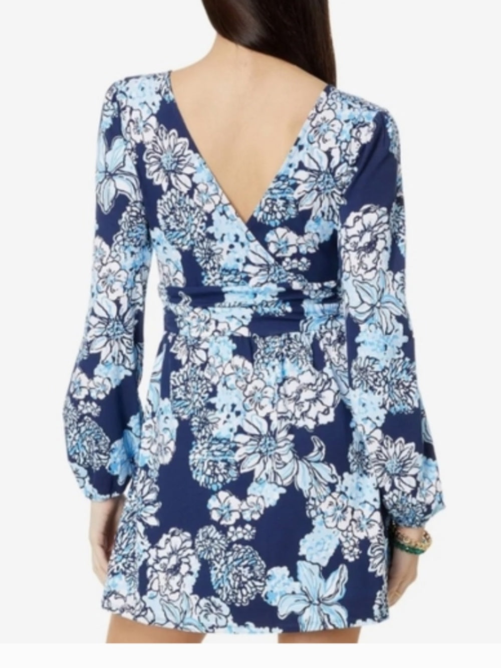 Lilly Pulitzer Riza Long-Sleeved Romper Low Tide Navy Bouquet - M 🌟 - Image 2