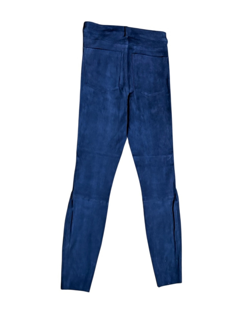 Alice + Olivia Lambskin Navy Blue Suede Jeans - 6 - Image 3