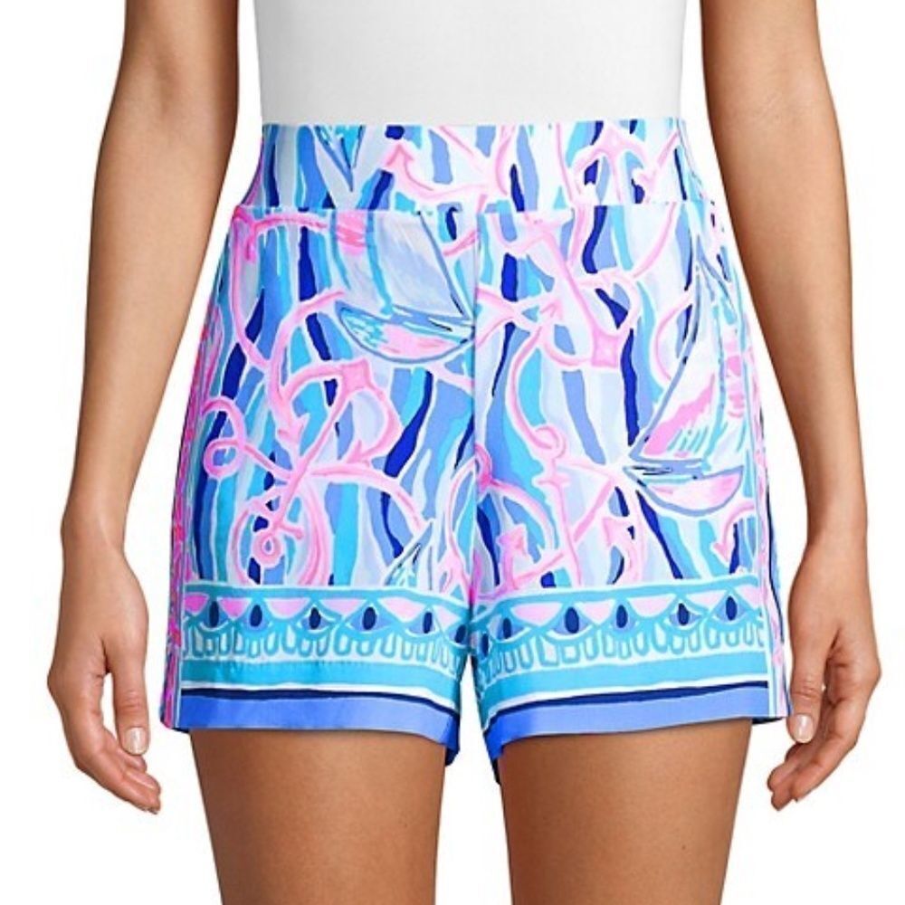 NWT LILLY PULITZER 5" Neilah Short In Skim Blue Reel Nauti Engineered Short
