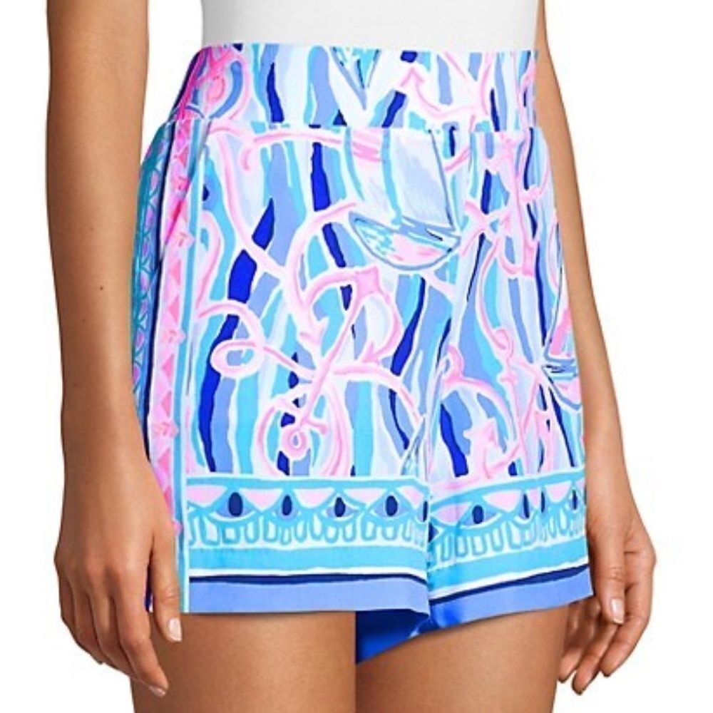 NWT LILLY PULITZER 5" Neilah Short In Skim Blue Reel Nauti Engineered Short